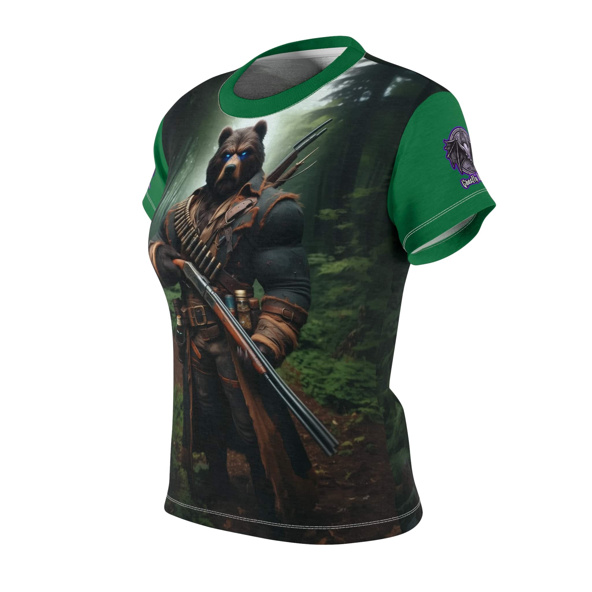 Arm The Animals: Hunter Bear #AA-D-Be001 Women's Cut & Sew Tee (AOP) - Image 8