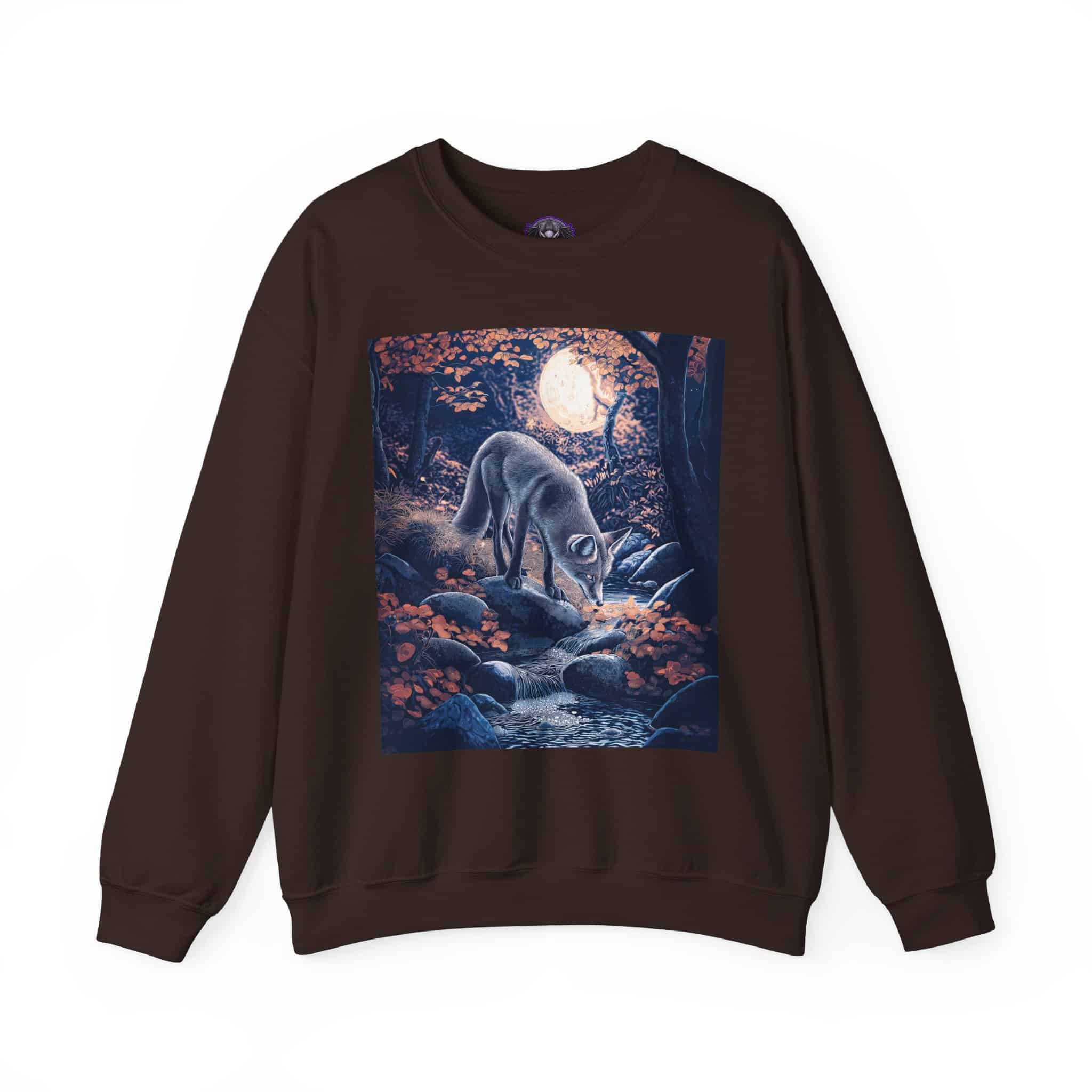 Fox By Stream At Moonlight by Wyldesigns Unisex Heavy Blend™ Crewneck Sweatshirt - Image 7