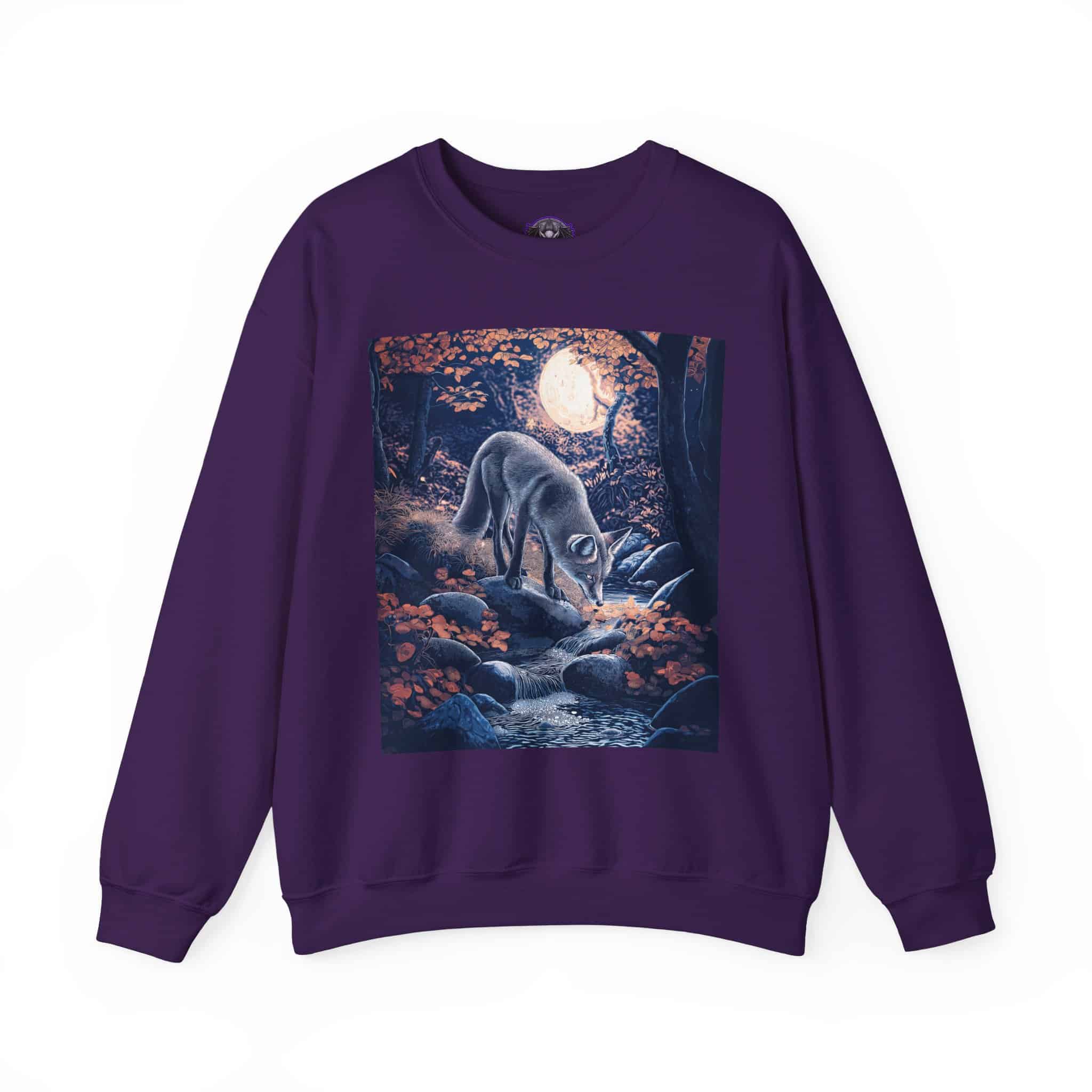 Fox By Stream At Moonlight by Wyldesigns Unisex Heavy Blend™ Crewneck Sweatshirt - Image 25