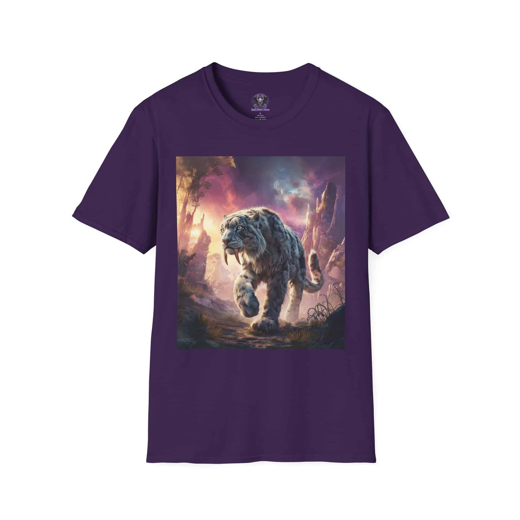 Prehistoric Smilodon aka Sabre-Tooth Tiger II Unisex T-Shirt, Graphic Tee, Unique Gift, Casual Wear - Image 41