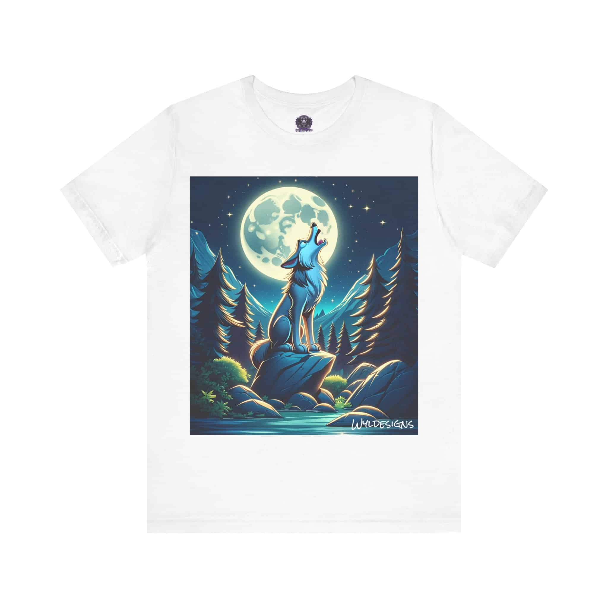 Howling Wolf Toon Style WD-D012 By Wyldesigns Unisex Jersey Short Sleeve Tee