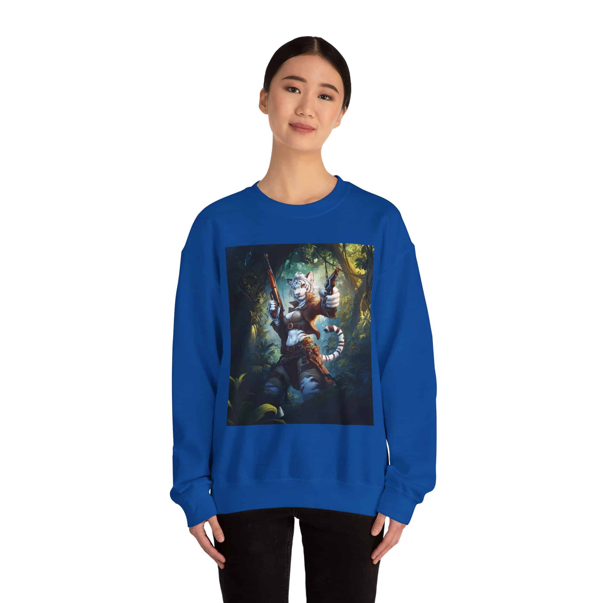 Arm The Animals: Hunter White Tiger #AA026 Unisex Heavy Blend™ Crewneck Sweatshirt - Image 44