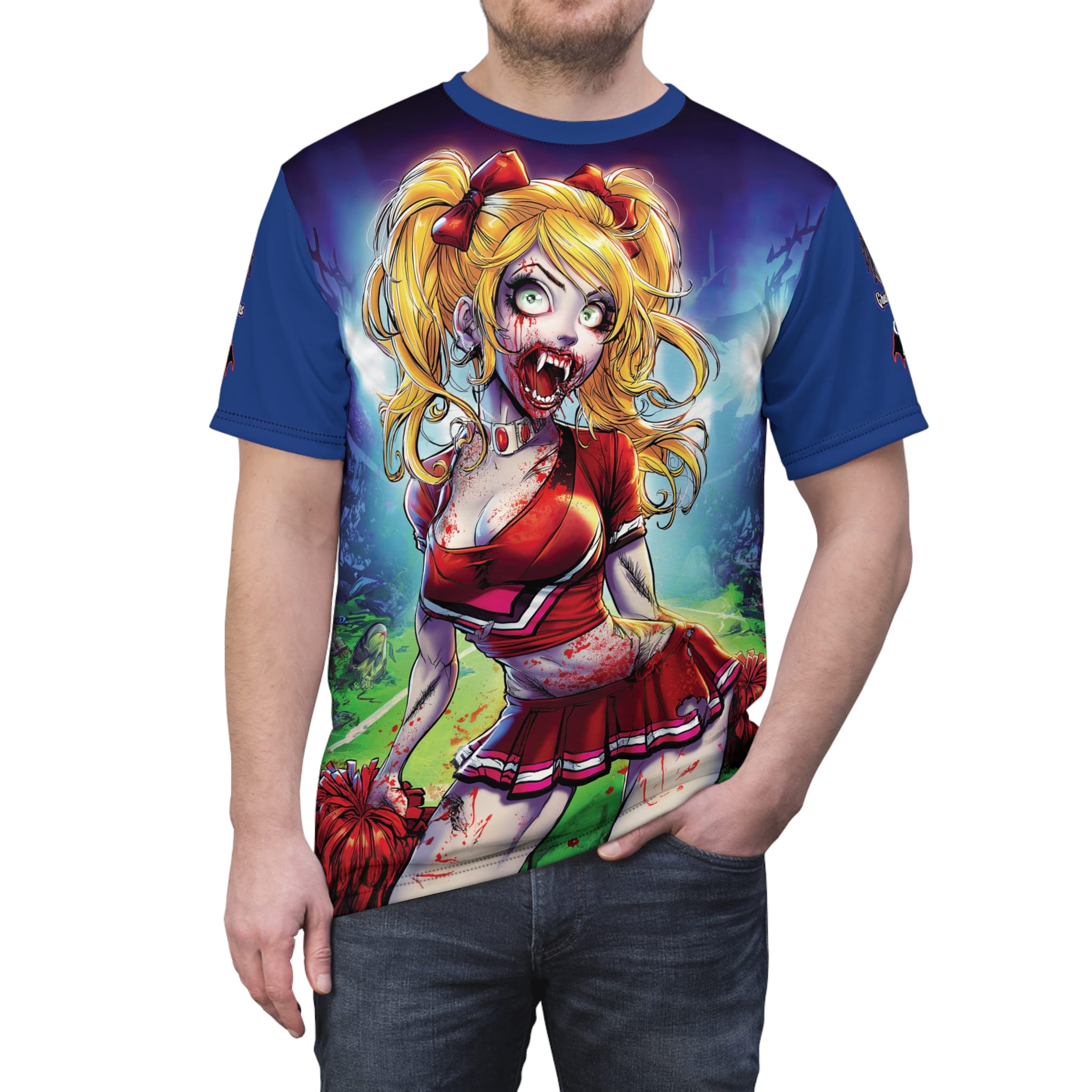 Undead Angels Zombie Cheerleader Buffy Classic Reborn Style IV Unisex Cut & Sew Tee (AOP) - Image 9