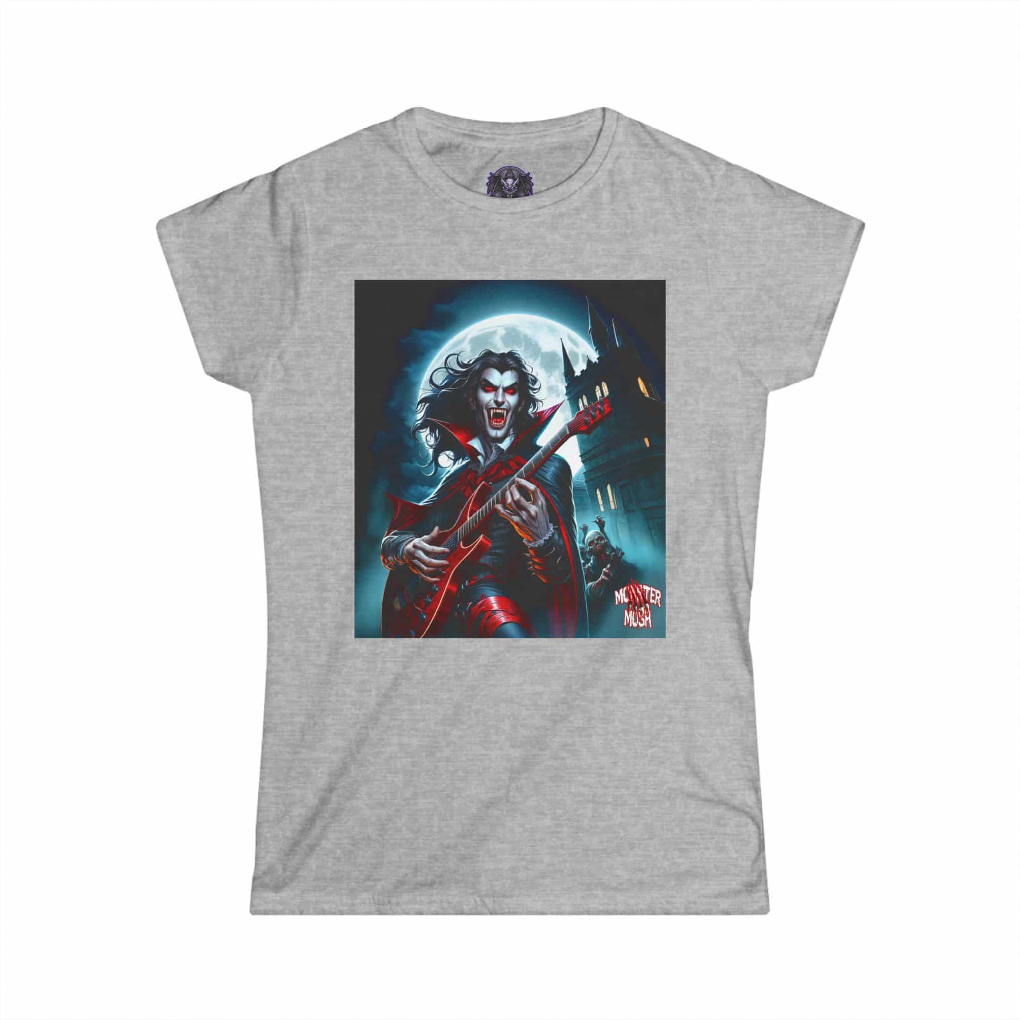 Monster Mosh 2024 Tour Drac on Guitar MM-D001 Women's Softstyle Tee - Image 13