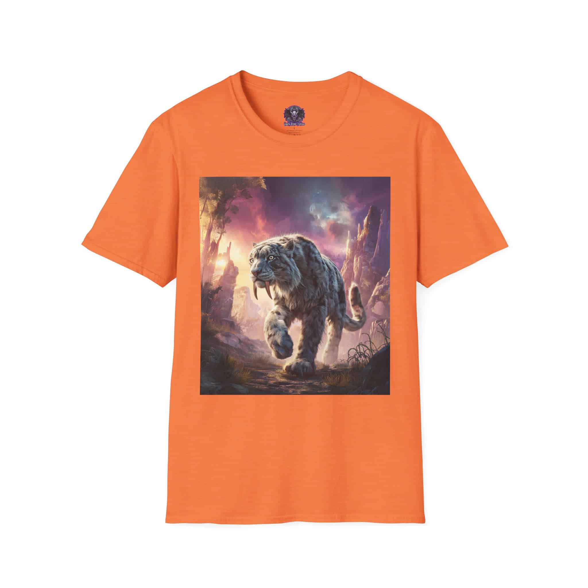 Prehistoric Smilodon aka Sabre-Tooth Tiger II Unisex T-Shirt, Graphic Tee, Unique Gift, Casual Wear - Image 9