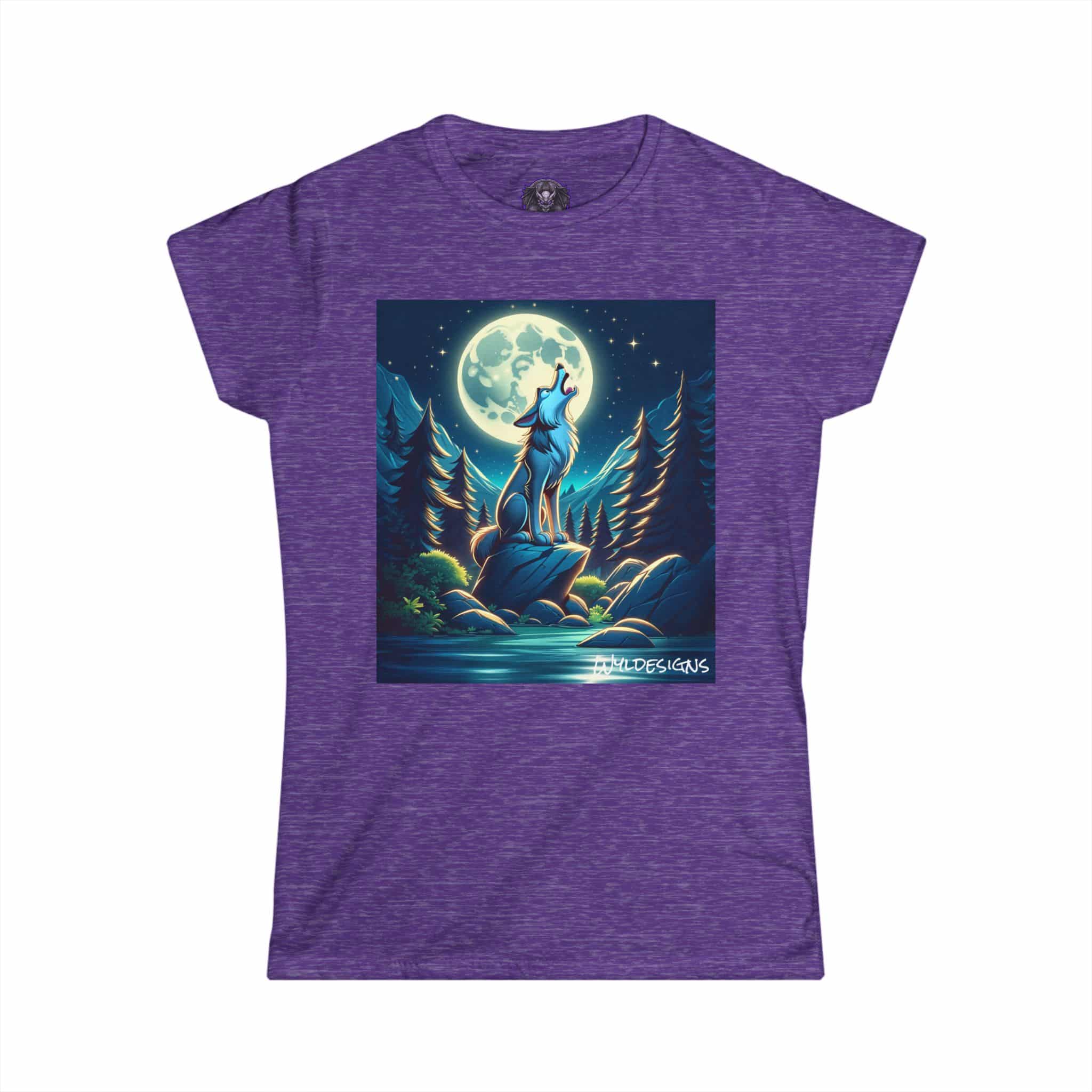 Howling Wolf Toon Style WD-D012 By Wyldesigns Women's Softstyle Tee - Image 31