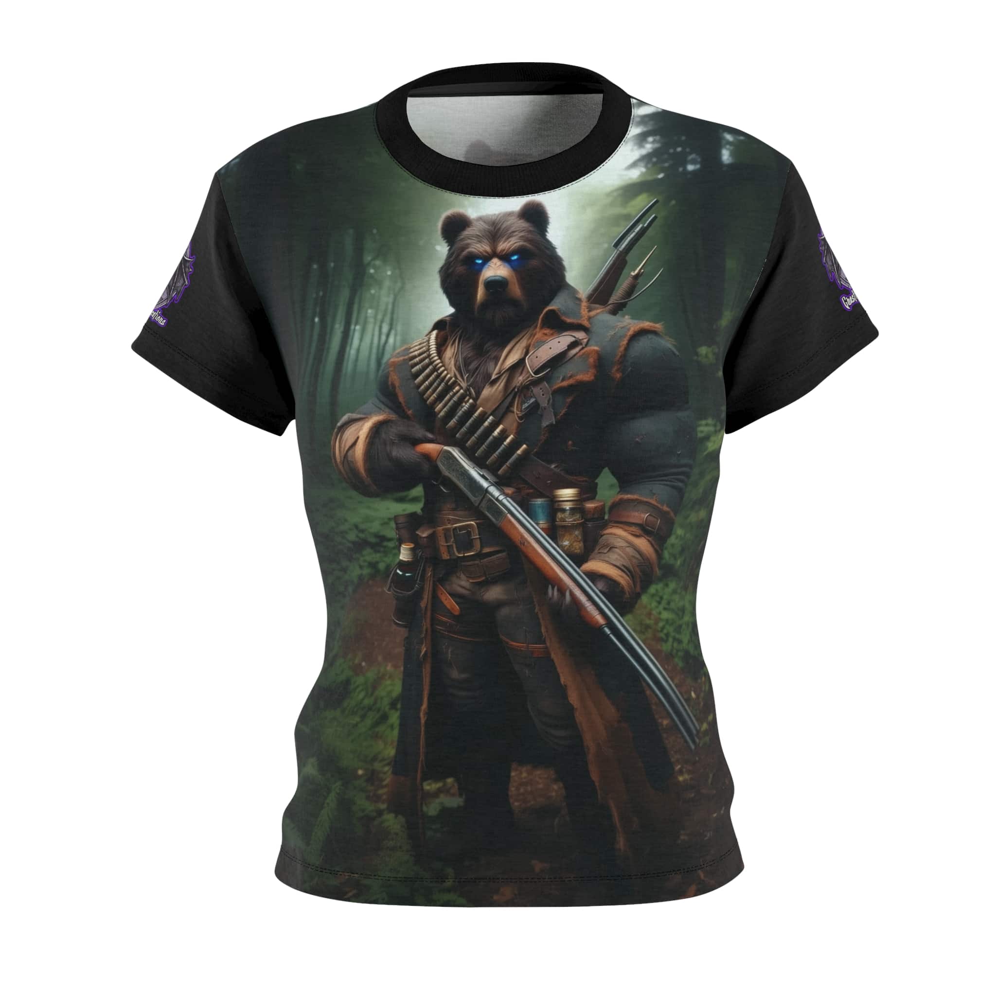 Arm The Animals: Hunter Bear #AA-D-Be001 Women's Cut & Sew Tee (AOP) - Image 2