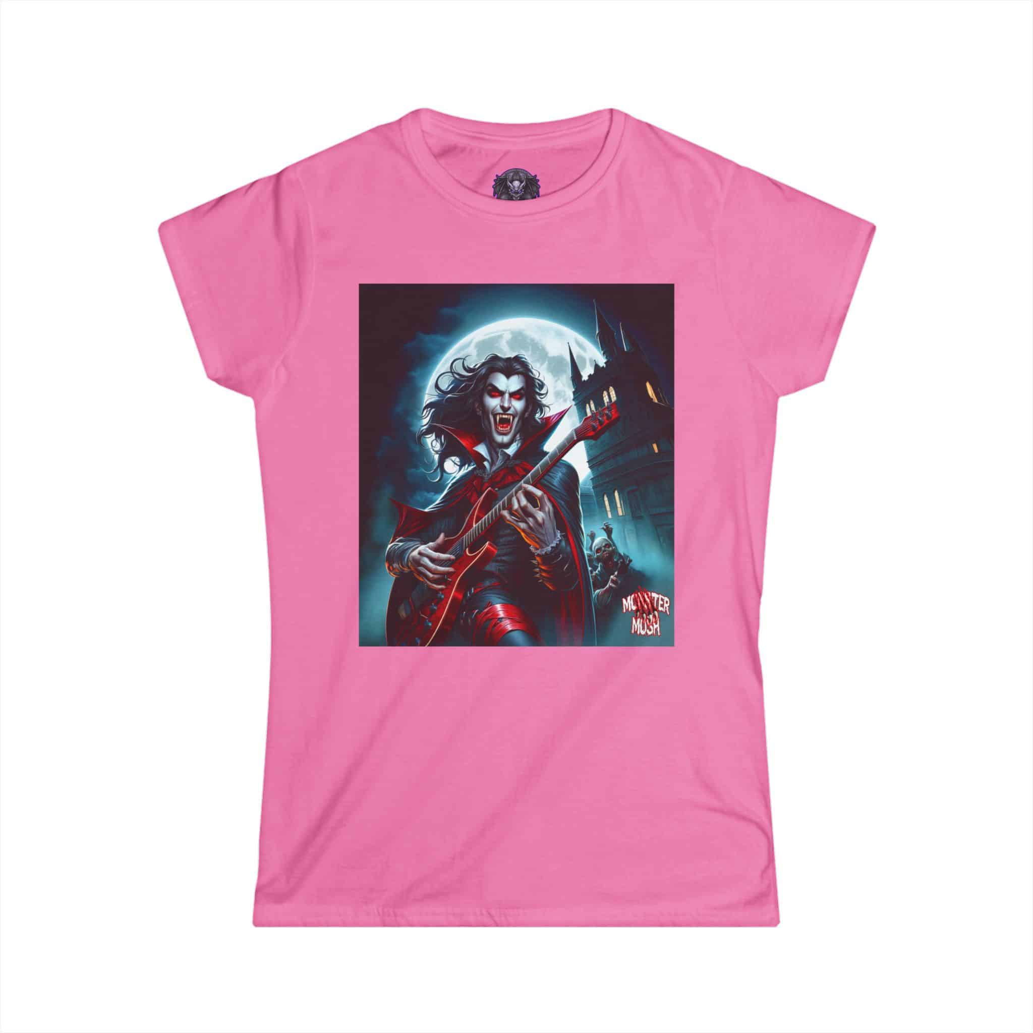 Monster Mosh 2024 Tour Drac on Guitar MM-D001 Women's Softstyle Tee - Image 37