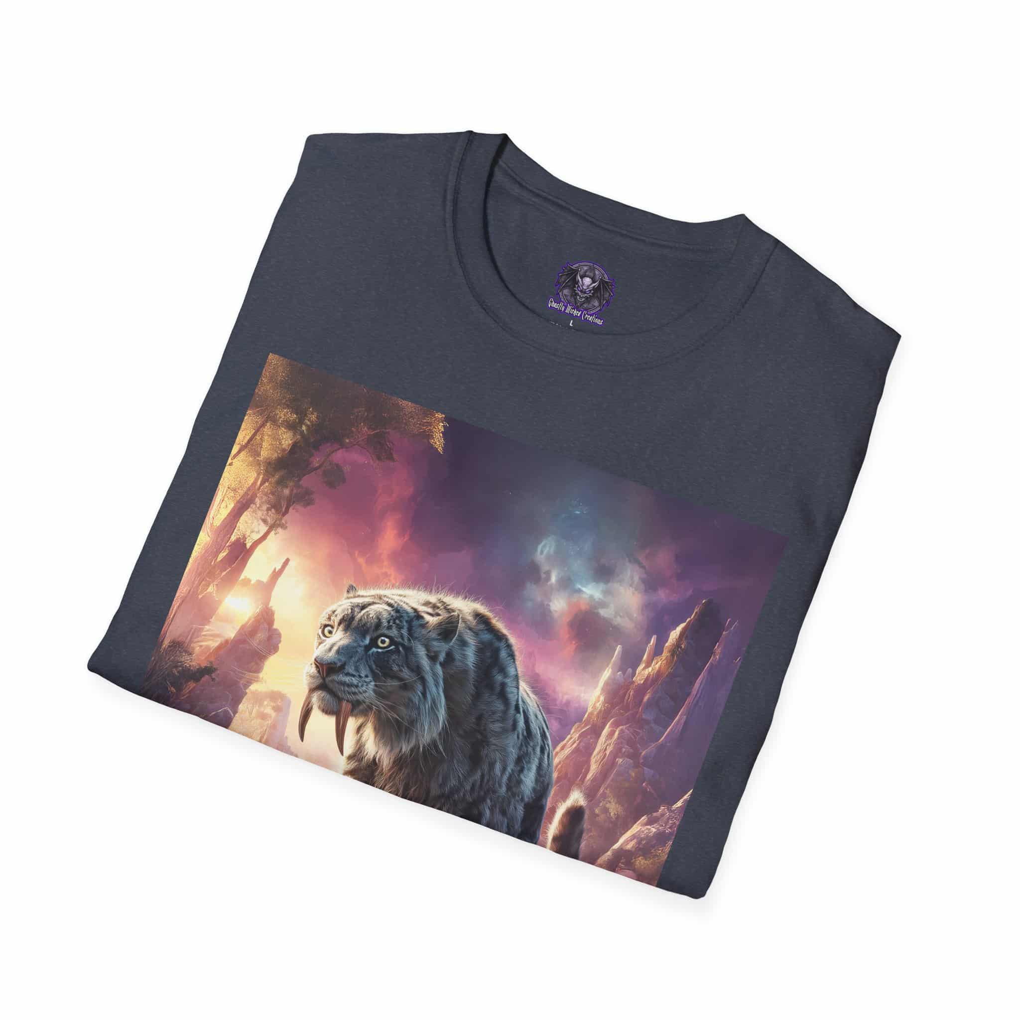 Prehistoric Smilodon aka Sabre-Tooth Tiger II Unisex T-Shirt, Graphic Tee, Unique Gift, Casual Wear - Image 36