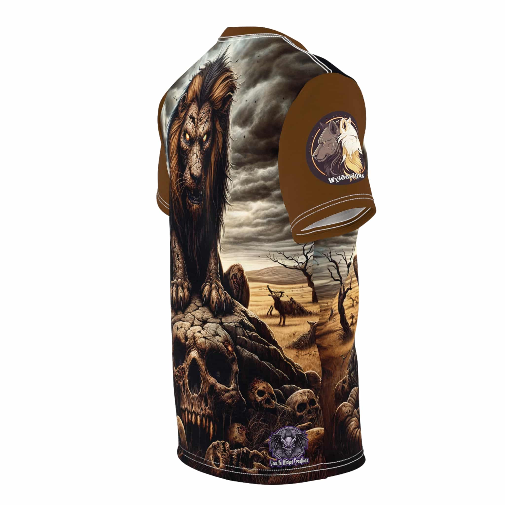 Undead Lion WD-D015 By Wyldesigns Unisex Cut & Sew Tee (AOP) - Image 22