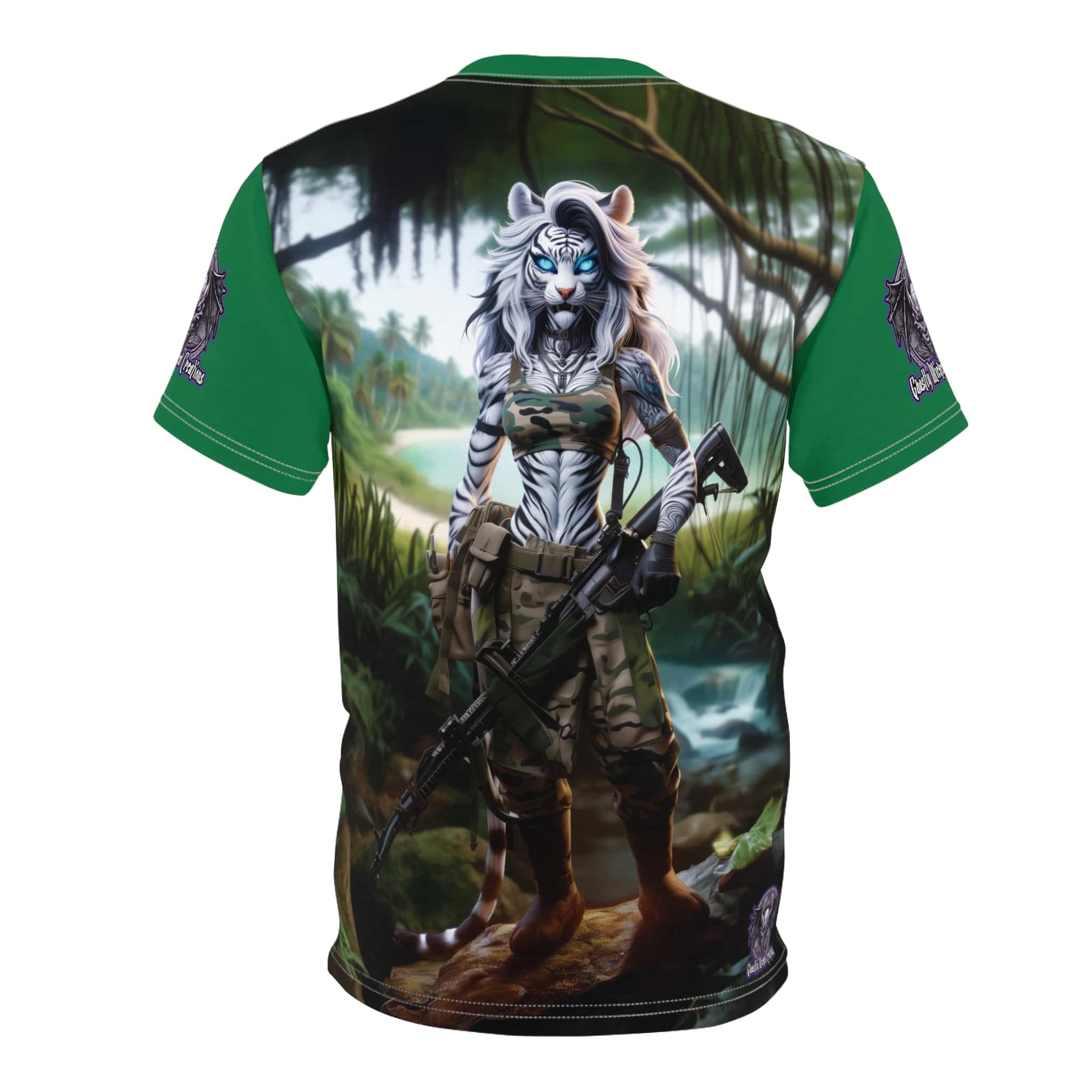 Arm The Animals: Hunter Tiger Girl #AA-D-WT001 Unisex Cut & Sew Tee (AOP) - Image 6
