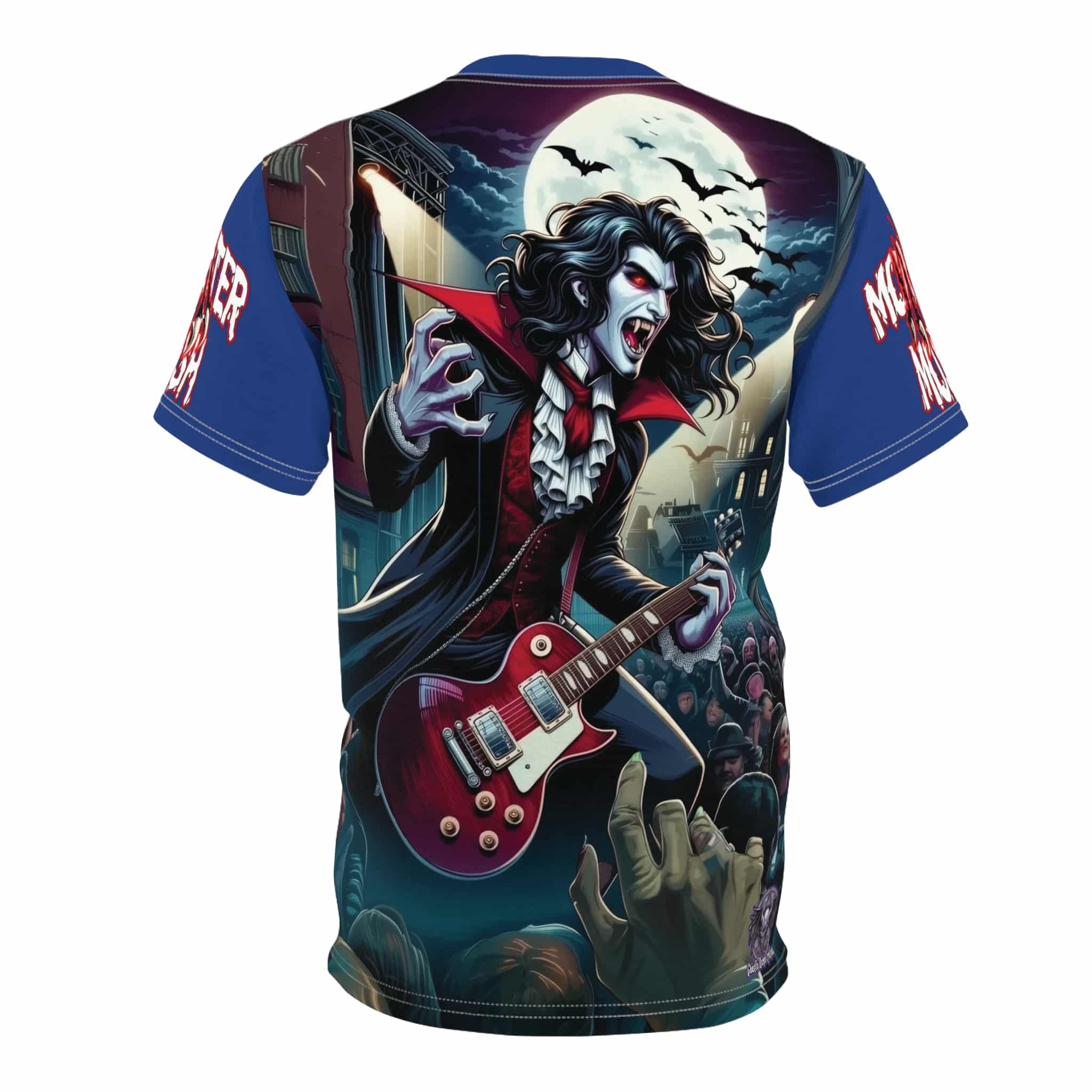 Monster Mosh 2024 Tour Dracula On Guitar MM-D-D07 Unisex Cut & Sew Tee (AOP) - Image 6