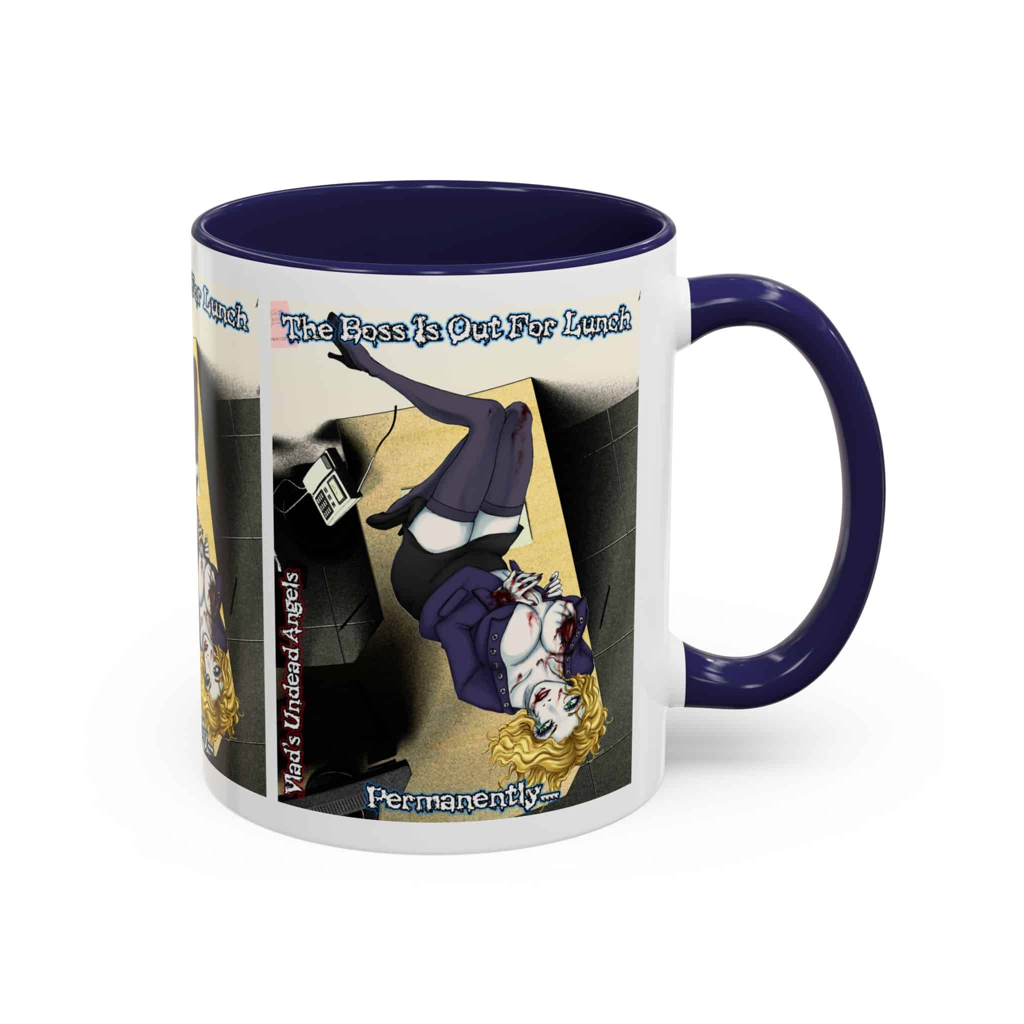 Jennifer Undead Angel Zombie Secretary – Classic Art w/Text Accent Coffee Mug (11, 15oz) - Image 5