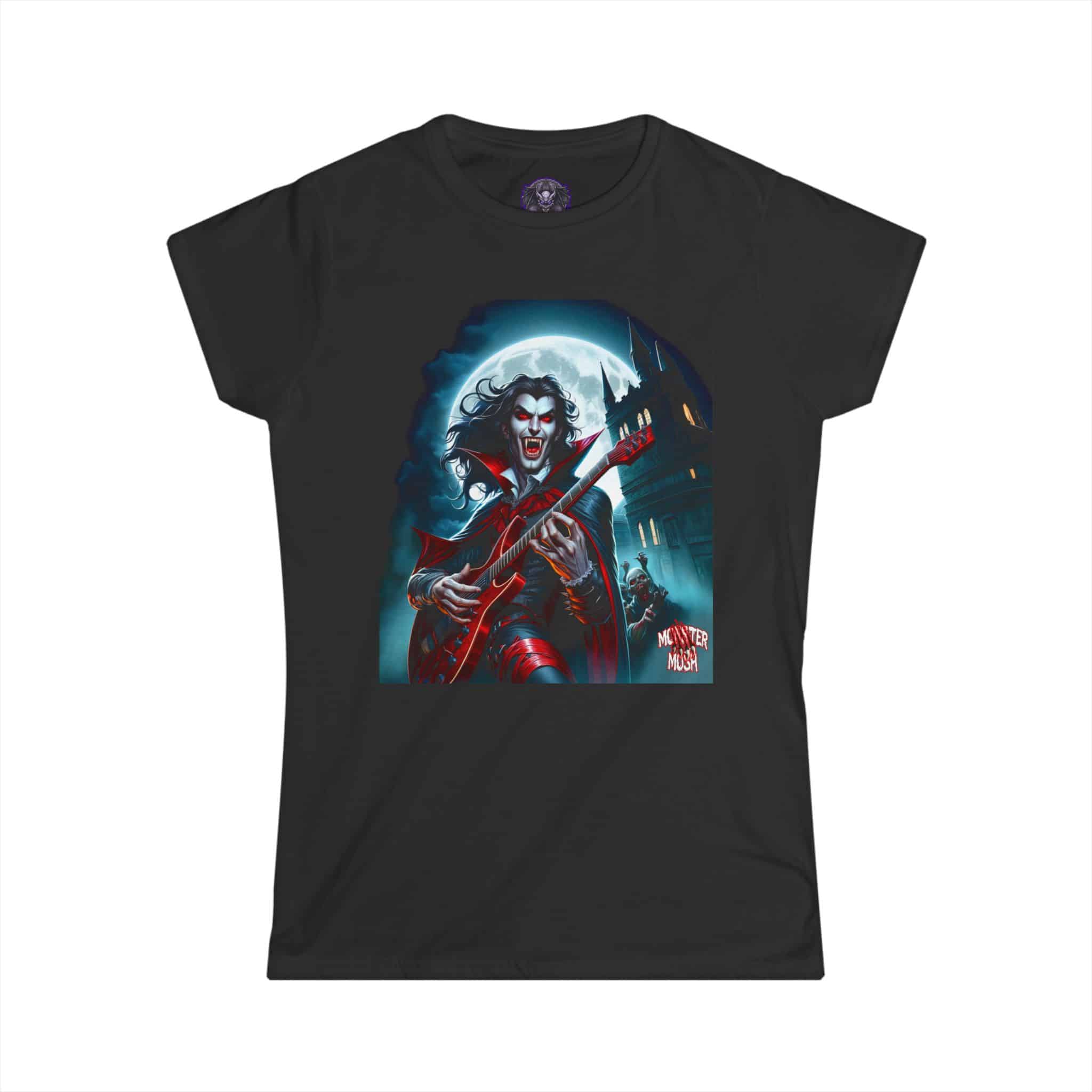 Monster Mosh 2024 Tour Drac on Guitar MM-D001 Women's Softstyle Tee - Image 7