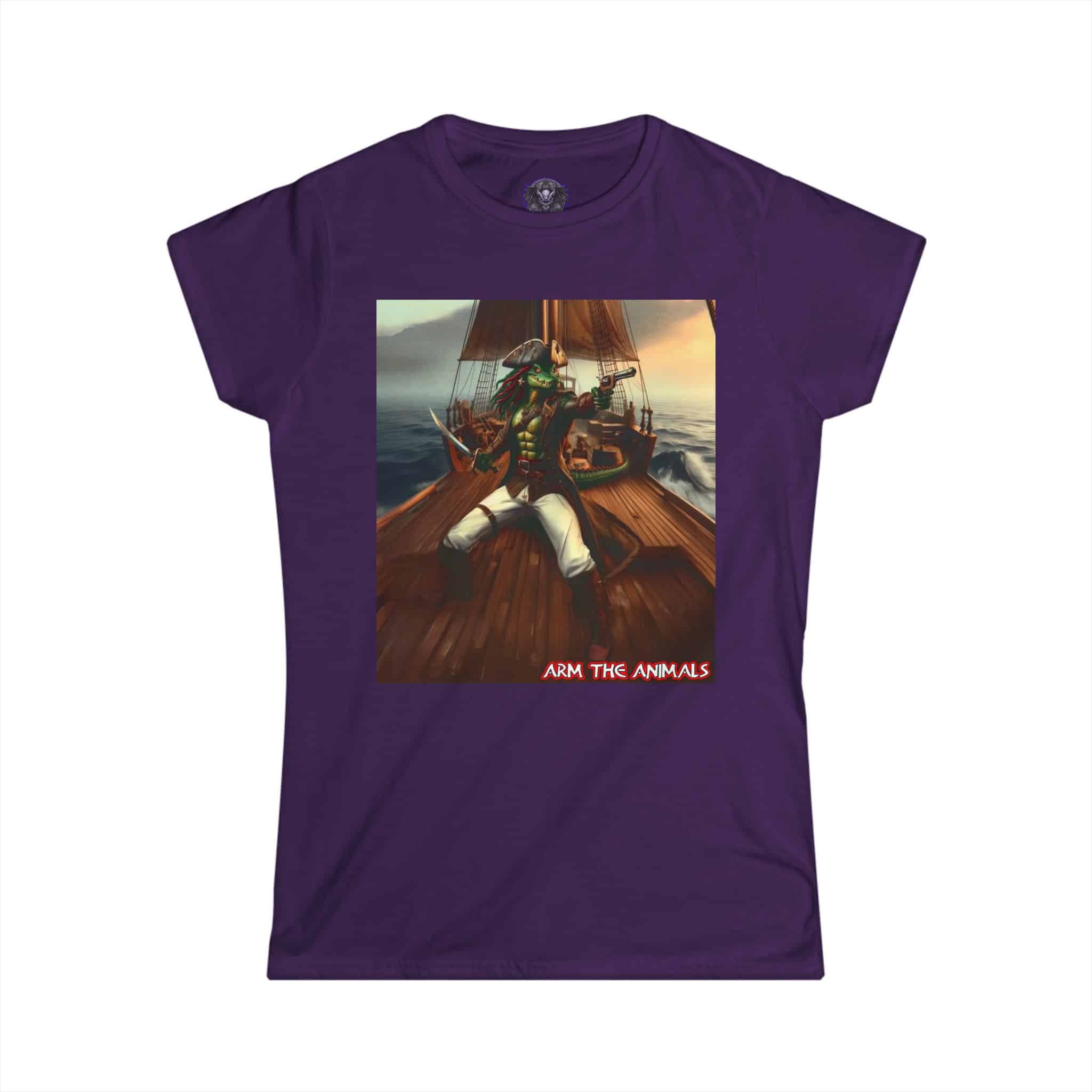 Arm The Animals: Pirate Gator #AA-D-PG002a Women's Softstyle Tee - Image 34