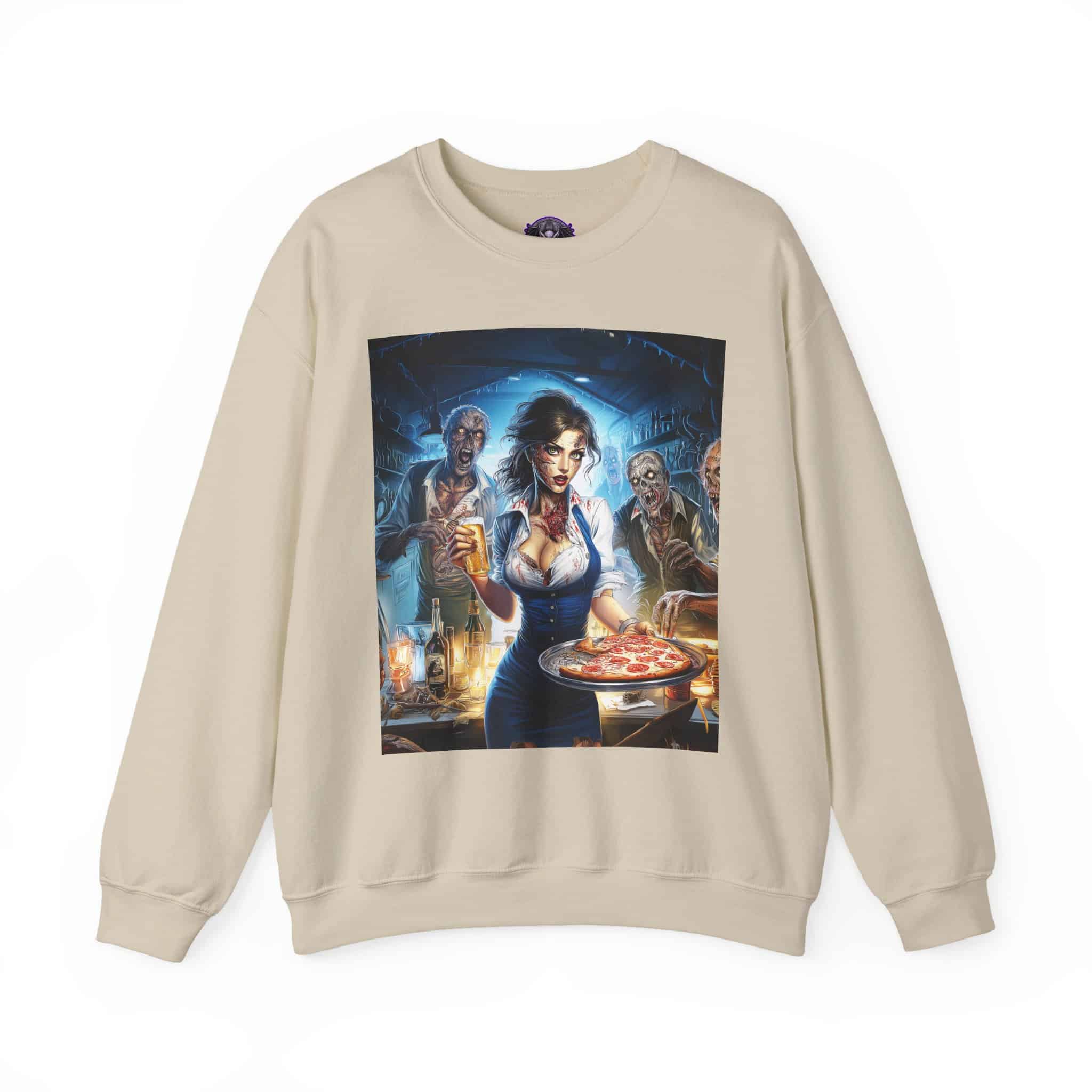 Zombies In Everyday Life Waitress 2025-04 Unisex Heavy Blend™ Crewneck Sweatshirt - Image 9