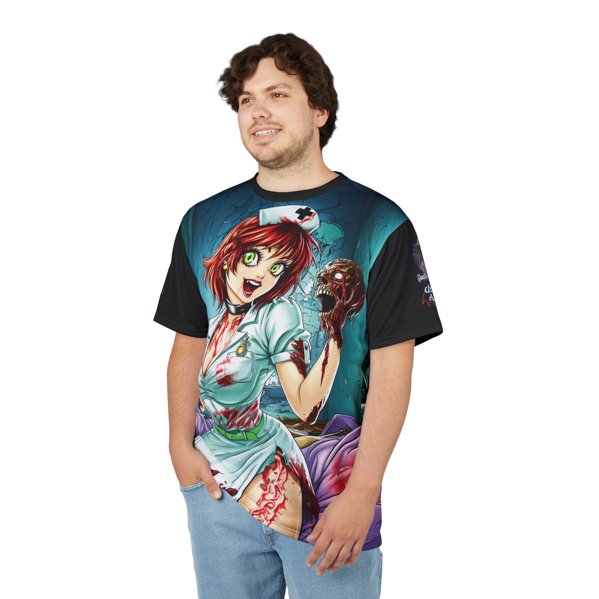 Undead Angels Zombie Nurse Abigail Classic Reborn Style II-DS Unisex Cut & Sew Tee (AOP) - Image 10