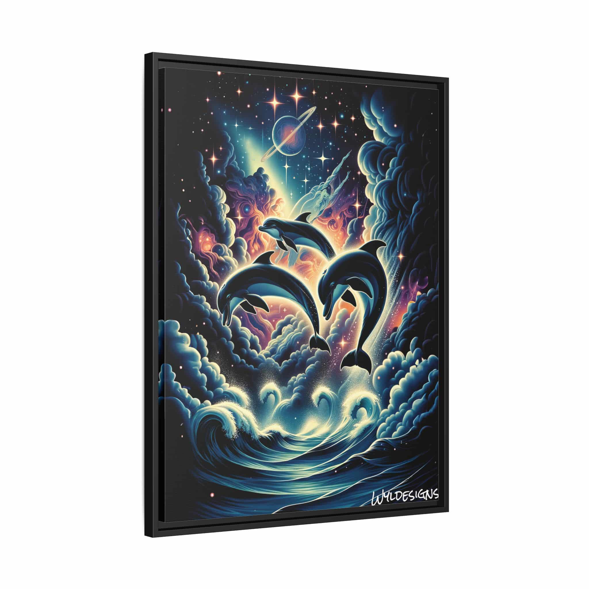 Cosmic Dolphins WD-D008 By Wyldesigns Matte Canvas, Black Frame - Image 11