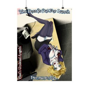 Jennifer Undead Angel Zombie Administrative Assistant – Classic Art w/Text Matte Vertical Posters