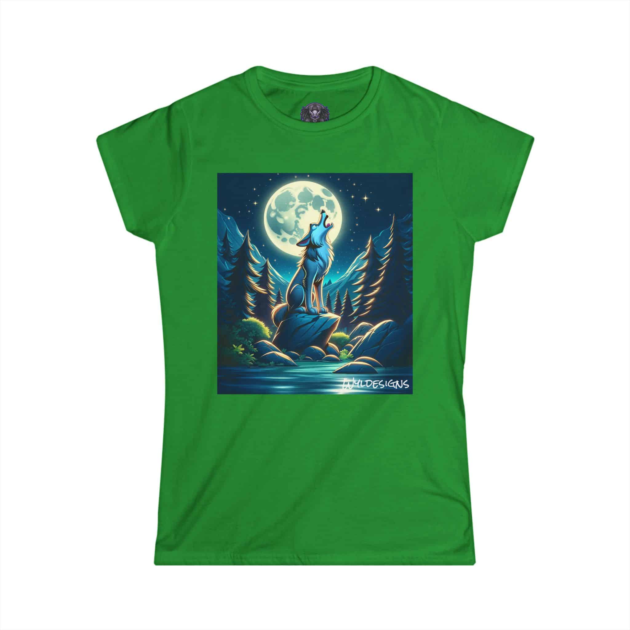 Howling Wolf Toon Style WD-D012 By Wyldesigns Women's Softstyle Tee - Image 22