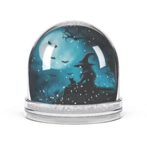 Witch With Black Cat By Moonlight #MJ-W003 Snow Globe