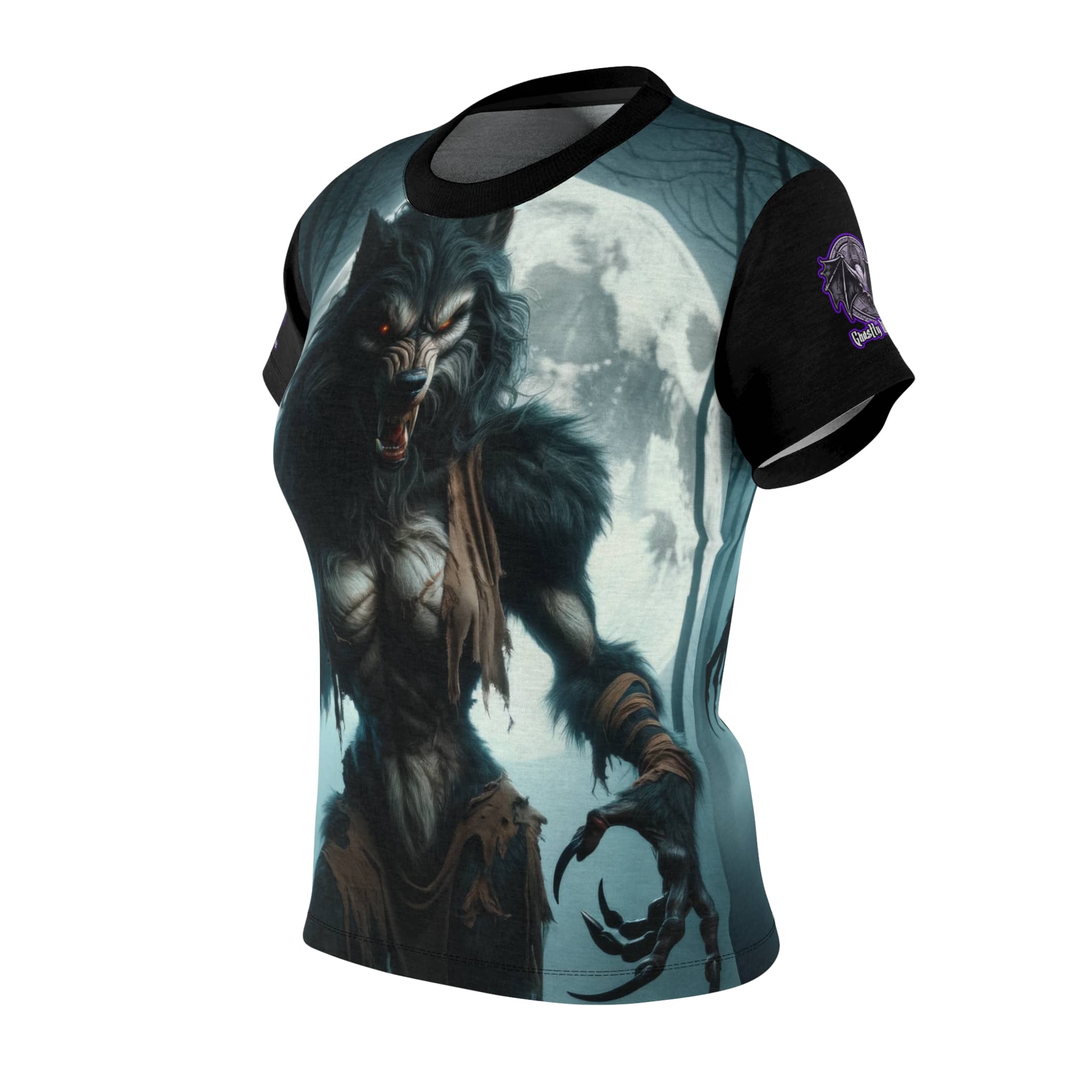 She-Werewolf Full Moon #ML-D-WW01 Women's Cut & Sew Tee (AOP) - Image 3