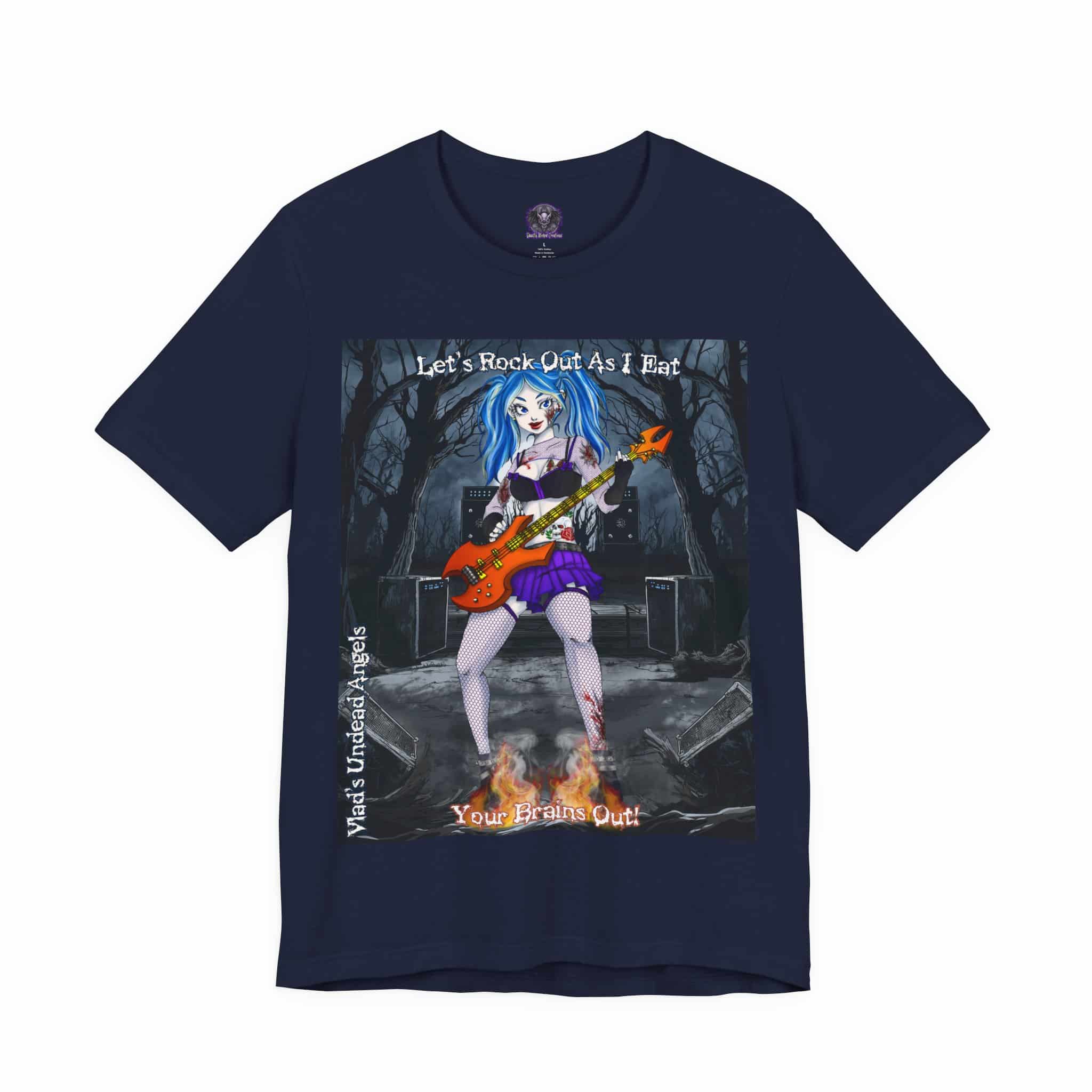 Ashley Undead Angel Bass Guitarist F1 - Classic Art w/Text Re-Issue Unisex Jersey Short Sleeve Tee - Image 15