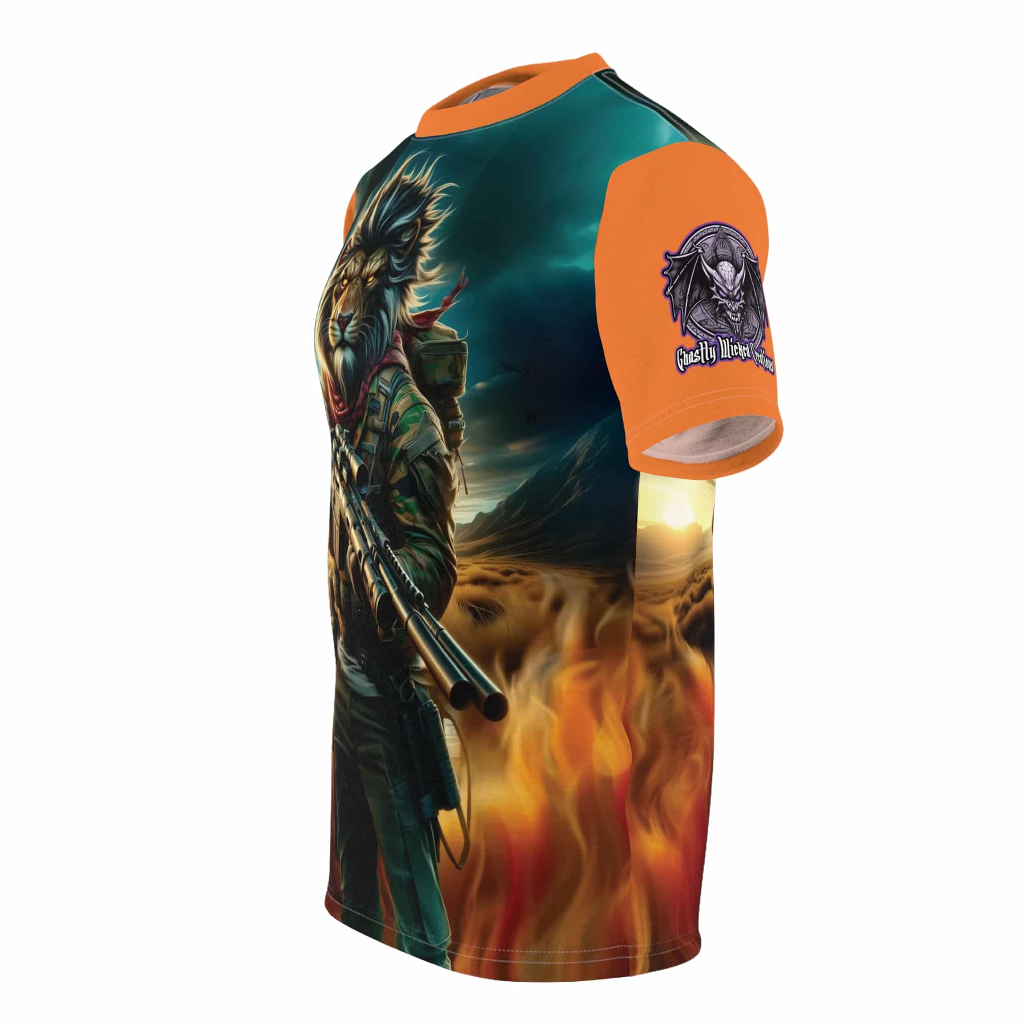 Arm The Animals: Hunter Lion #AA-D-Li001 Unisex Cut & Sew Tee (AOP) - Image 7