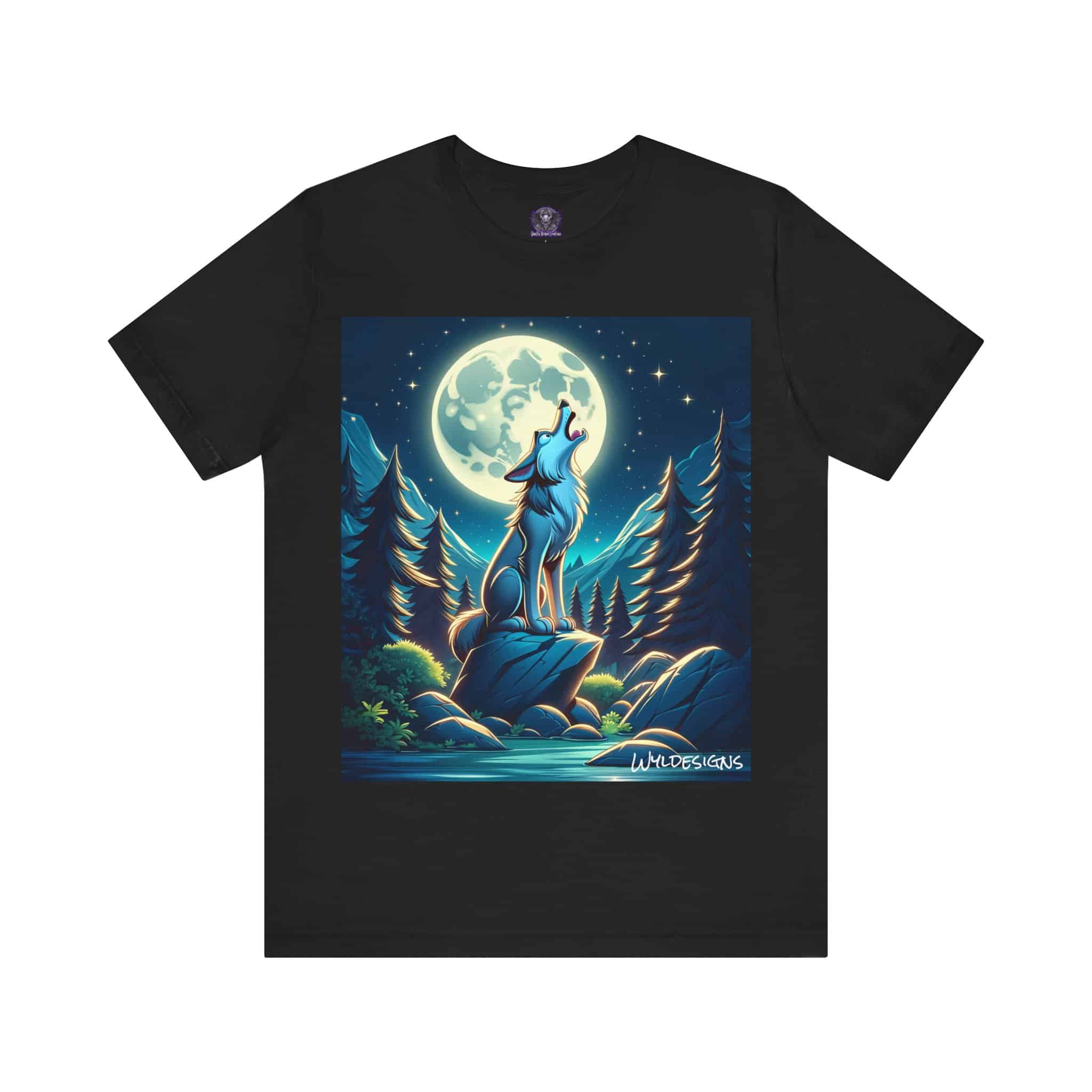 Howling Wolf Toon Style WD-D012 By Wyldesigns Unisex Jersey Short Sleeve Tee - Image 5