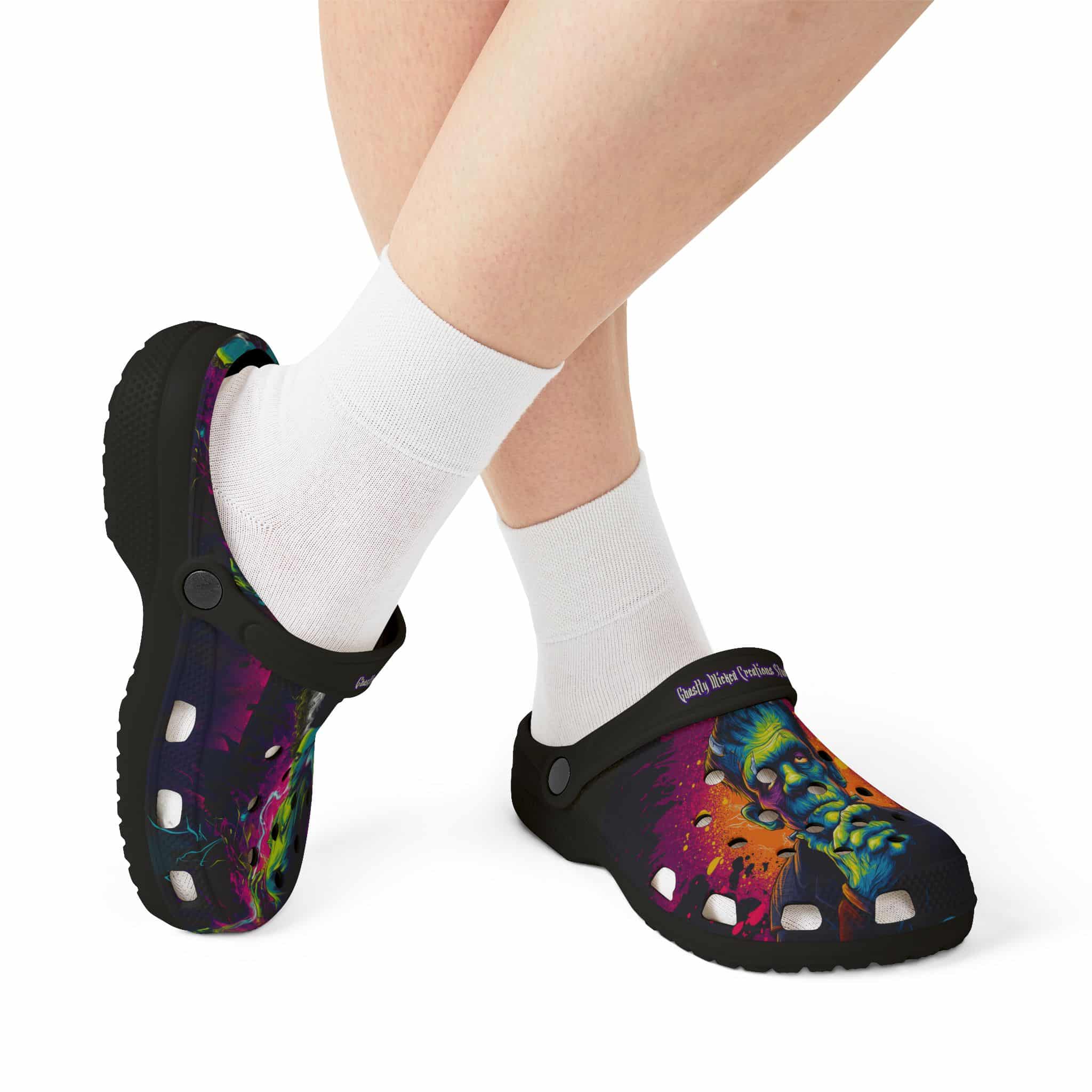 Frankenstein & His Bride Pop 60's Art Style Clog Style Shoes - Image 9