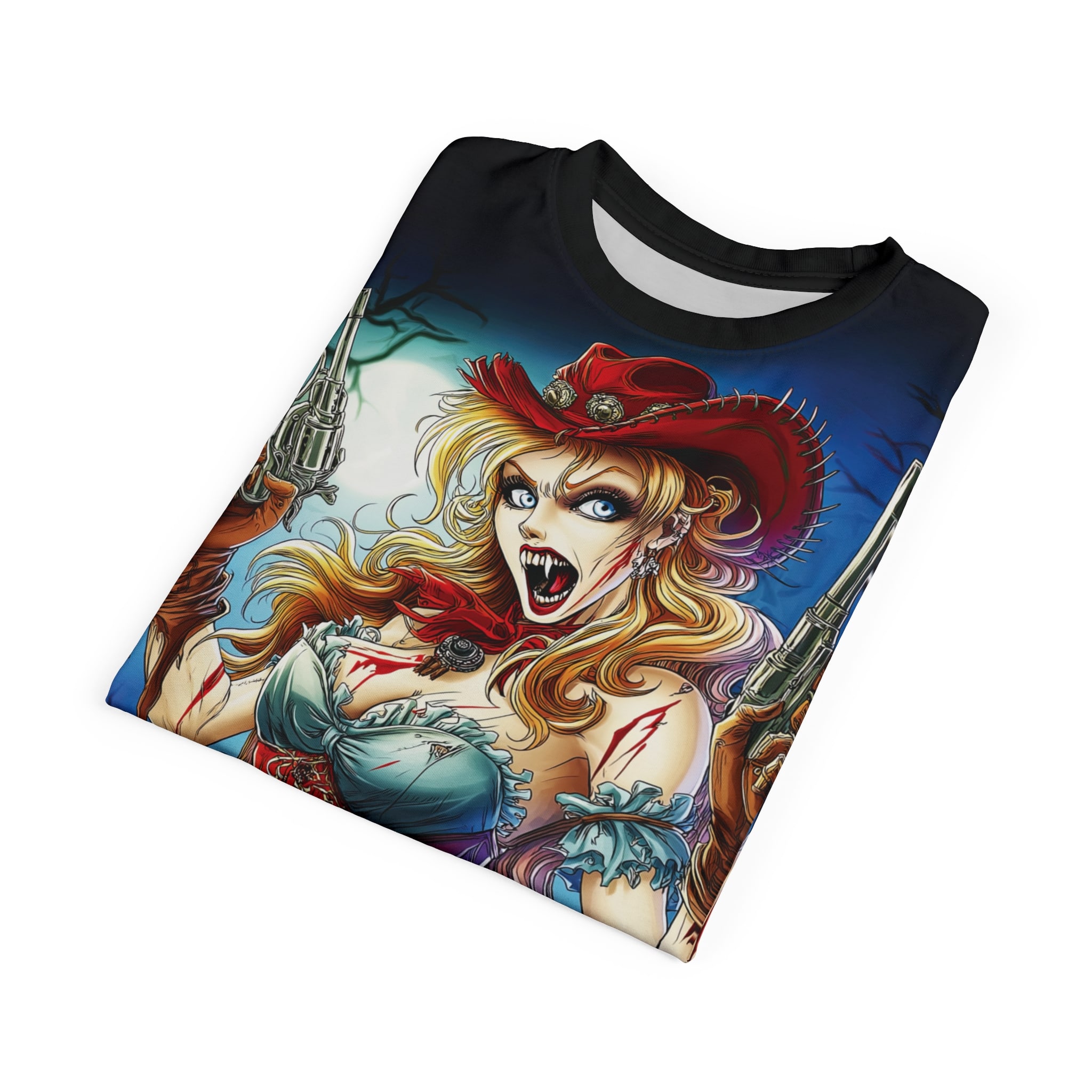 Undead Angels Zombie Cowgirl Cassidy Classic Reborn Style IV Unisex Cut & Sew Tee (AOP) - Image 20