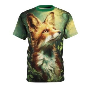 Fox In Brush by Wyldesigns - Wildlife Graphic T-Shirt #WD-M023 Unisex Cut & Sew Tee (AOP)