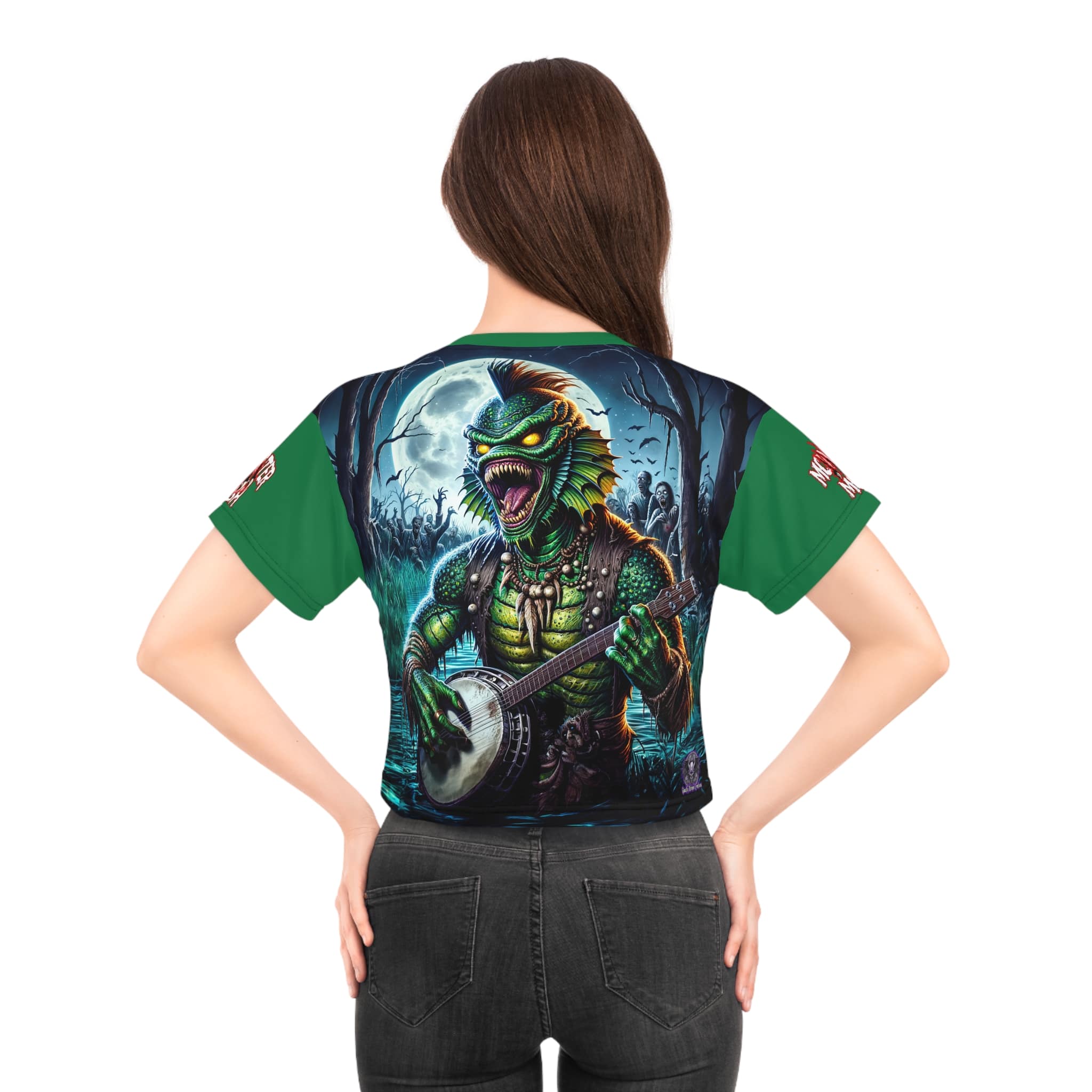 Monster Mosh 2024 Tour Gill On Banjo MM-D005 Crop Tee (AOP) - Green Sleeves - Image 8