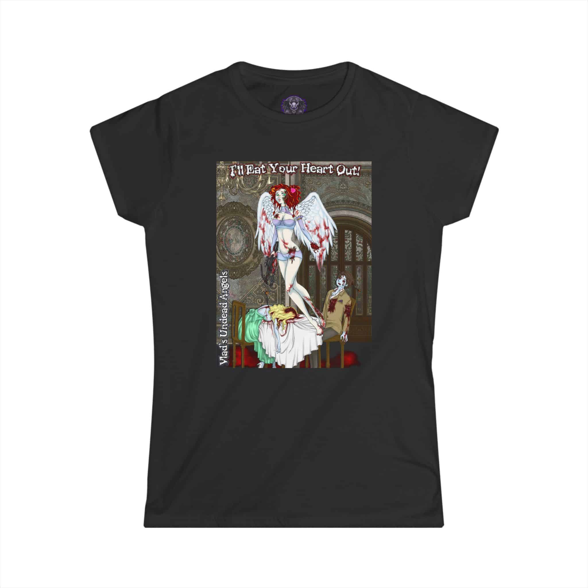 Scarlet Undead Angel Zombie Cupid - Classic Art w/Text Re-Issue Women's Softstyle Tee - Image 4