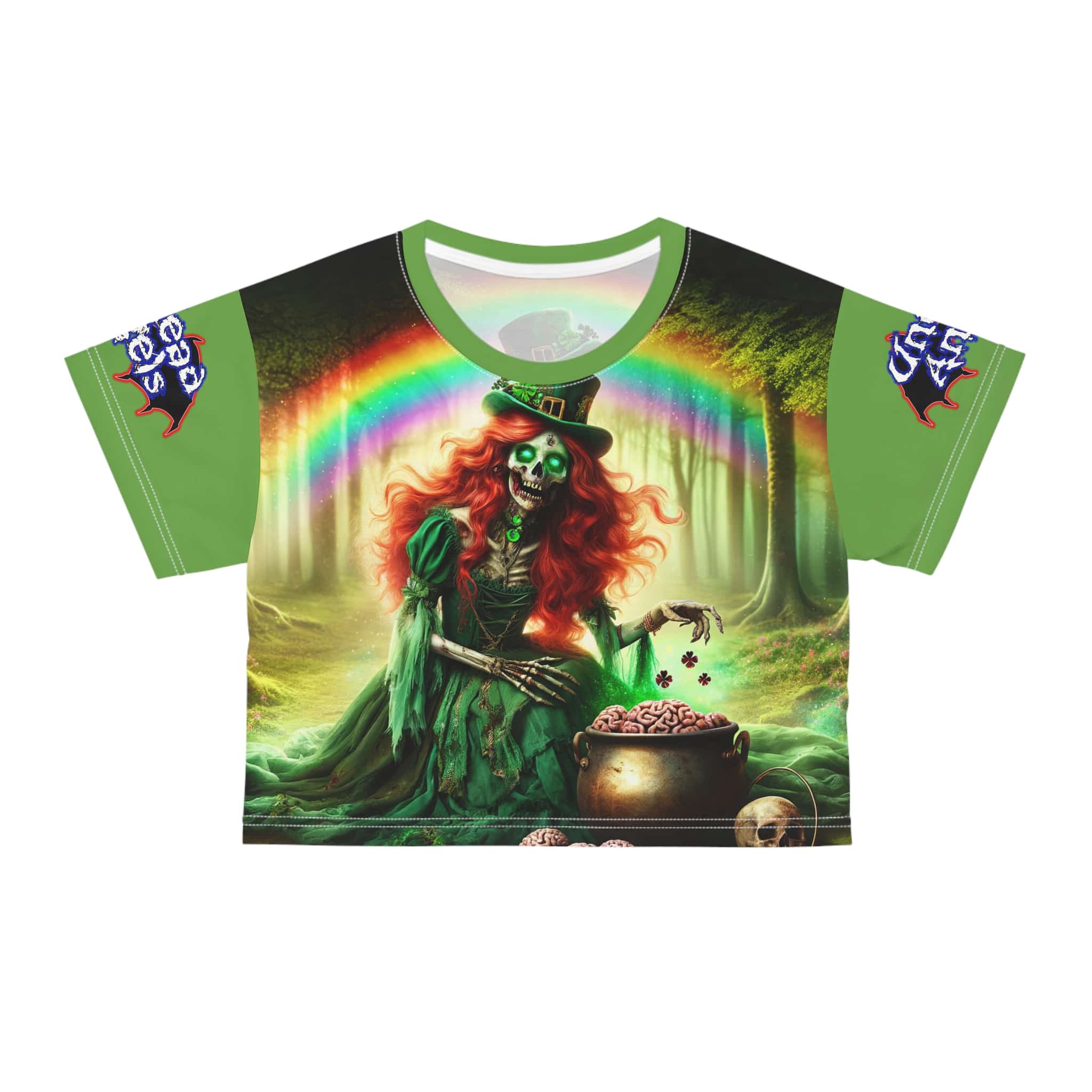 Fiona Undead Angel Leprechaun Queen #DFZ-007B Crop Tee (AOP)