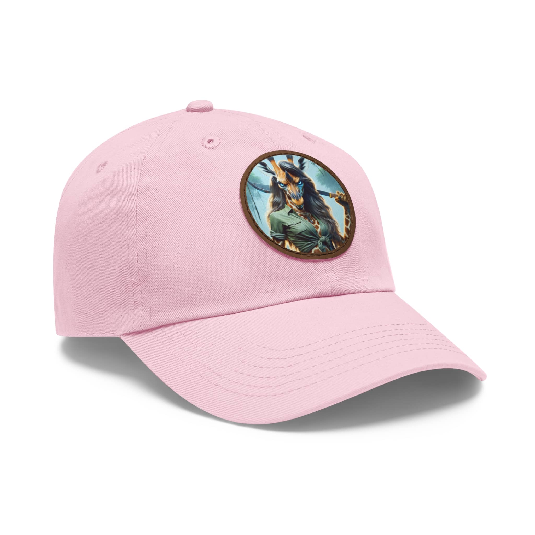 Arm The Animals: Hunter Giraffe Girl #AA-D-Gi001 Artistic Round Leather Patch Dad Hat - Stylish Casual Cap - Image 97
