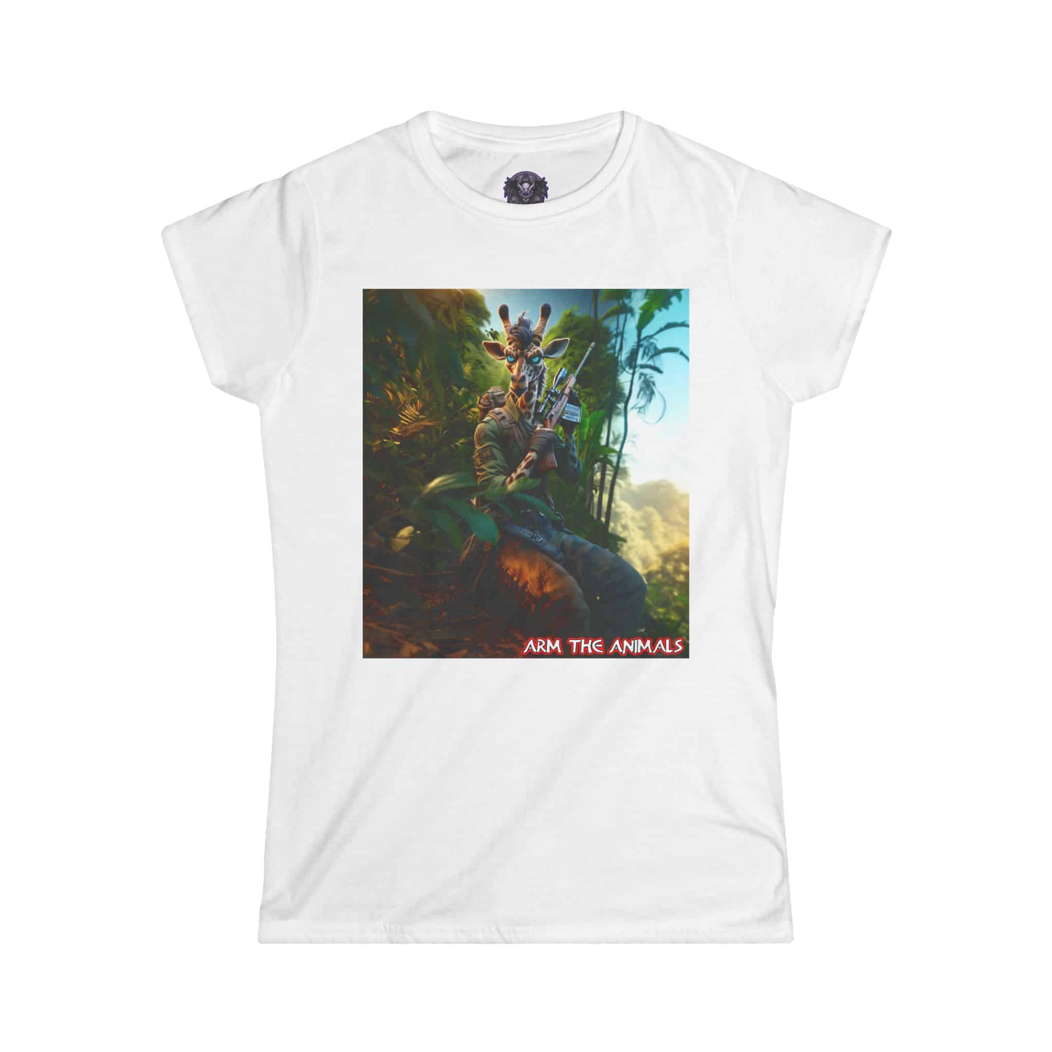 Arm The Animals: Hunter Giraffe #AA-D-Gi002 Women's Softstyle Tee - Image 4