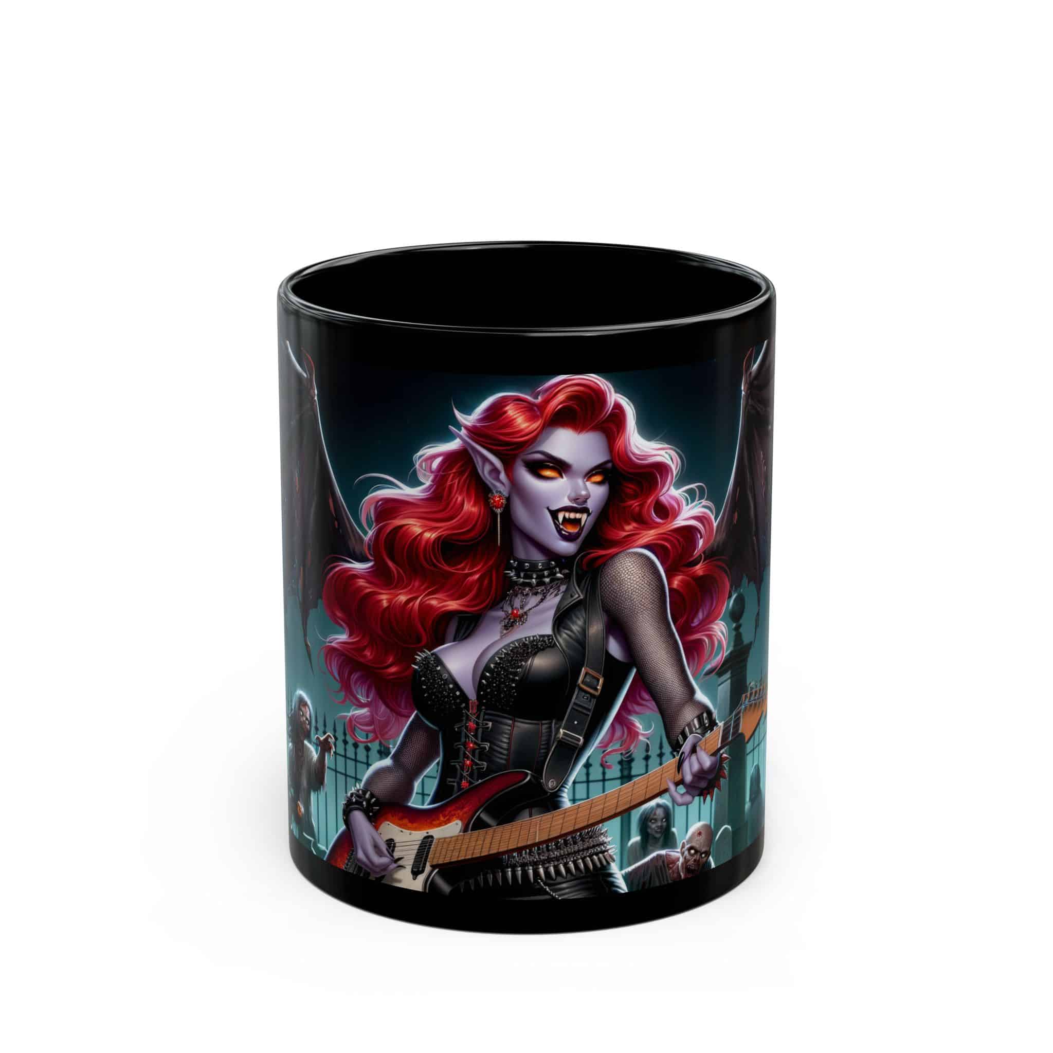 Monster Mosh Undead Angels Guitarist #MM-D-UA-C02 Black Mug (11oz, 15oz)