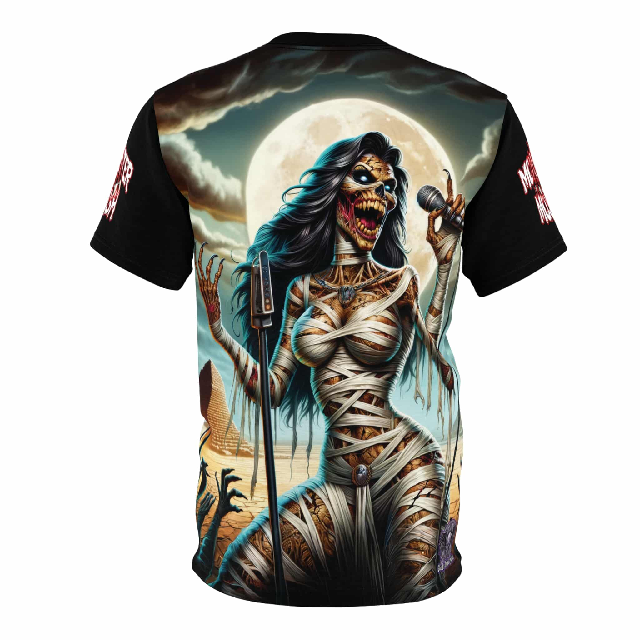Monster Mosh 2024 Tour Mummy Goddess Singer MM-D-MG02 Unisex Cut & Sew Tee (AOP) - Black or Brown - Image 2