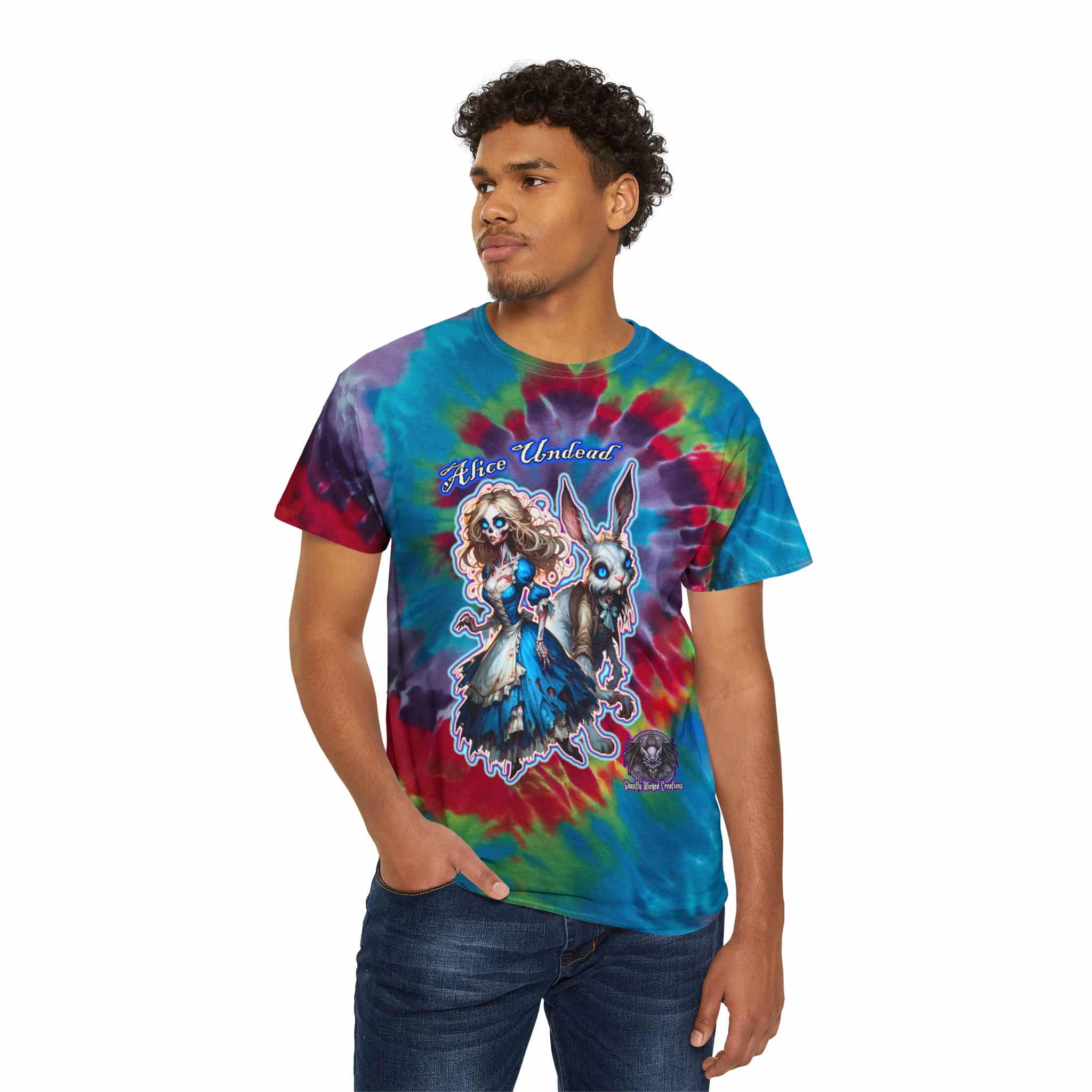 Undead Alice & White Rabbit Zombie WT-D-A01 Tie-Dye Tee, Spiral - Image 3