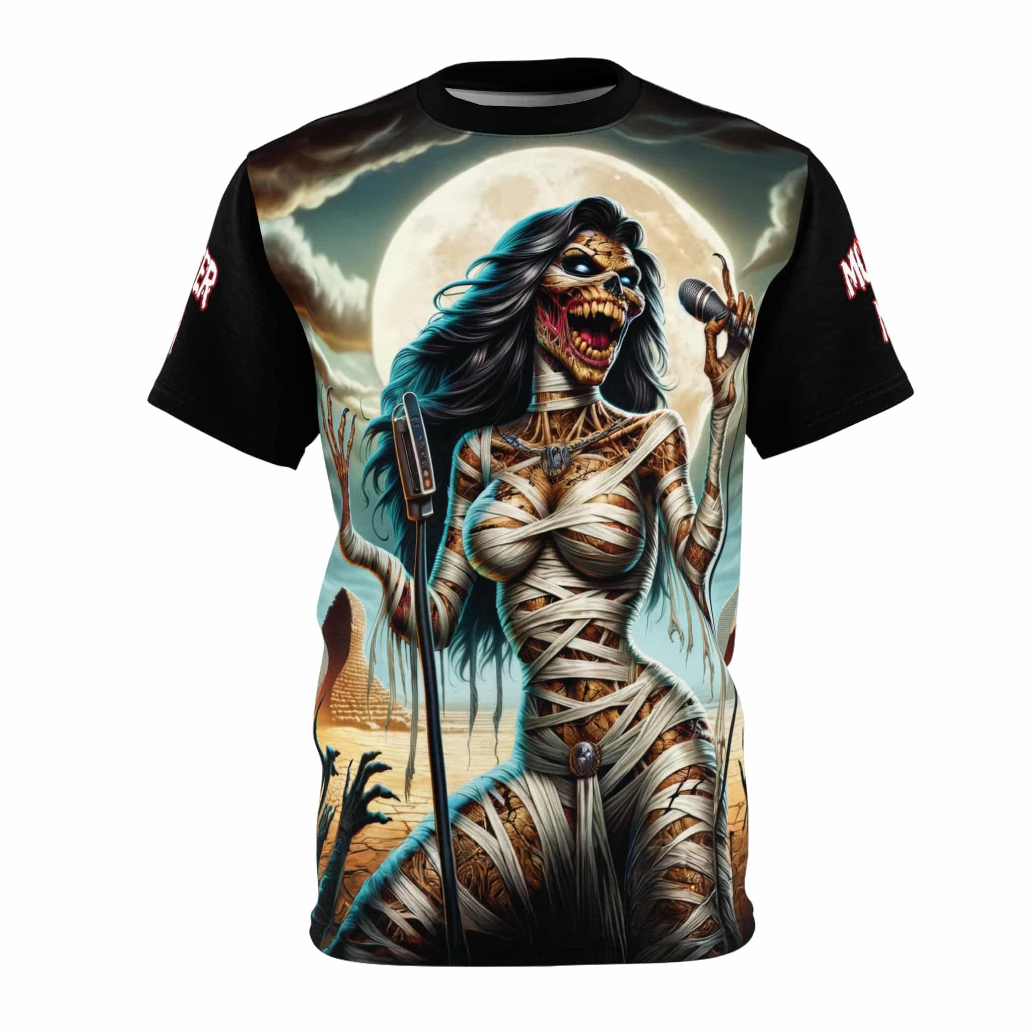 Monster Mosh 2024 Tour Mummy Goddess Singer MM-D-MG02 Unisex Cut & Sew Tee (AOP) - Black or Brown