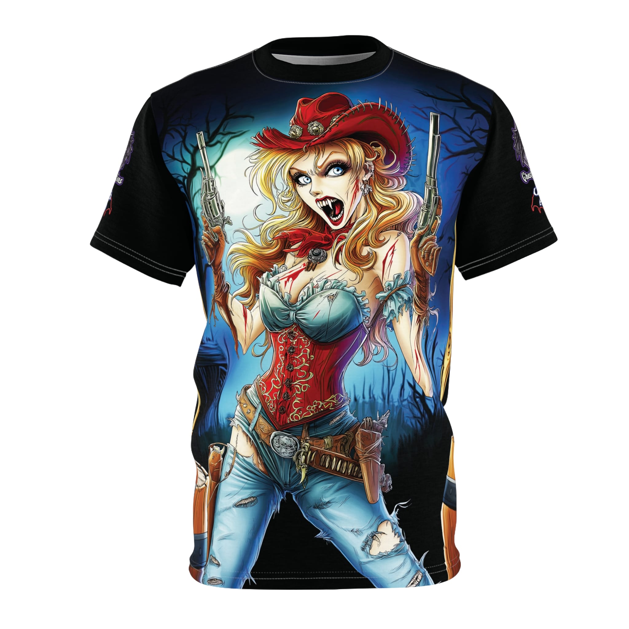 Undead Angels Zombie Cowgirl Cassidy Classic Reborn Style IV Unisex Cut & Sew Tee (AOP) - Image 21