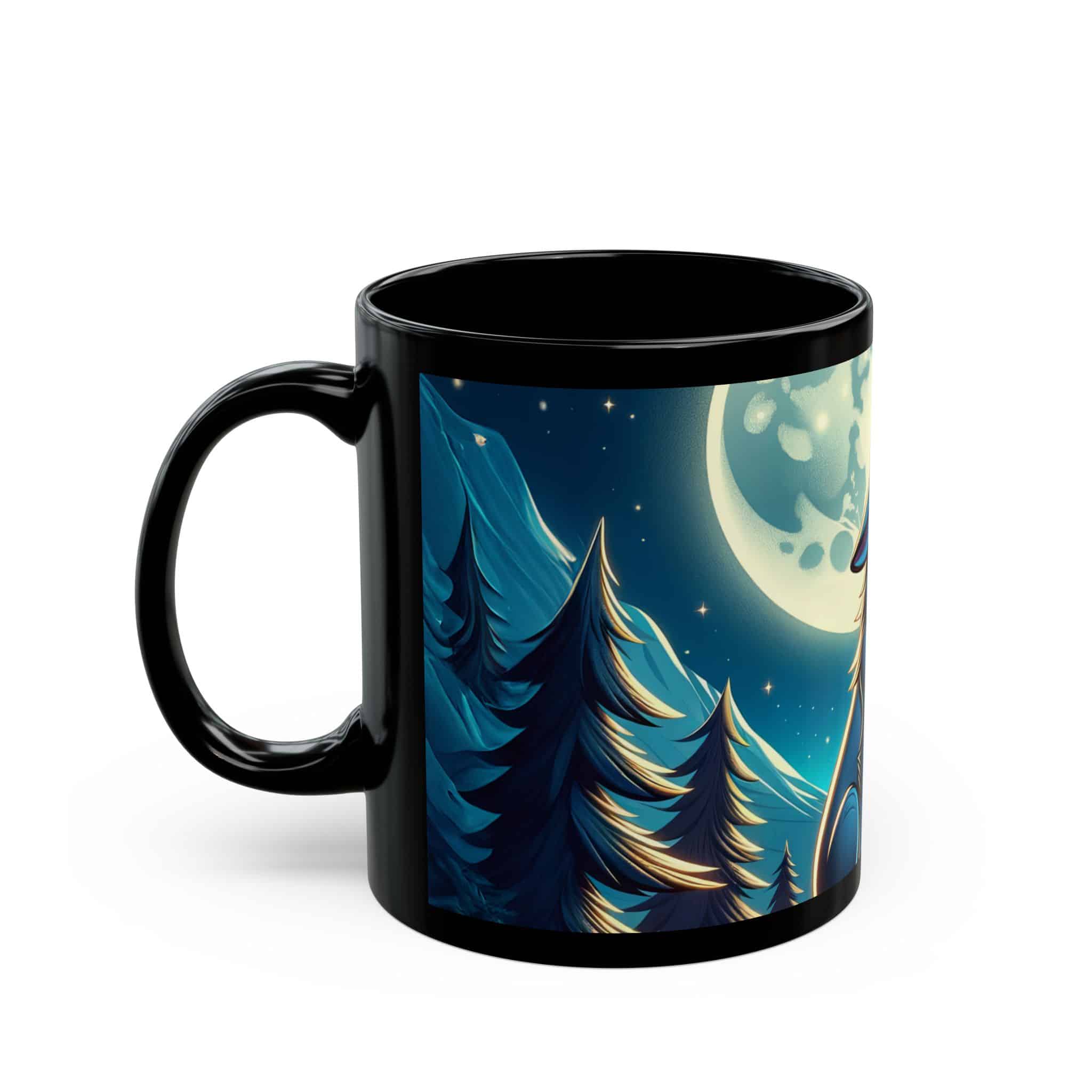 Howling Wolf Toon Style WD-D012 By Wyldesigns Black Mug (11oz, 15oz) - Image 3
