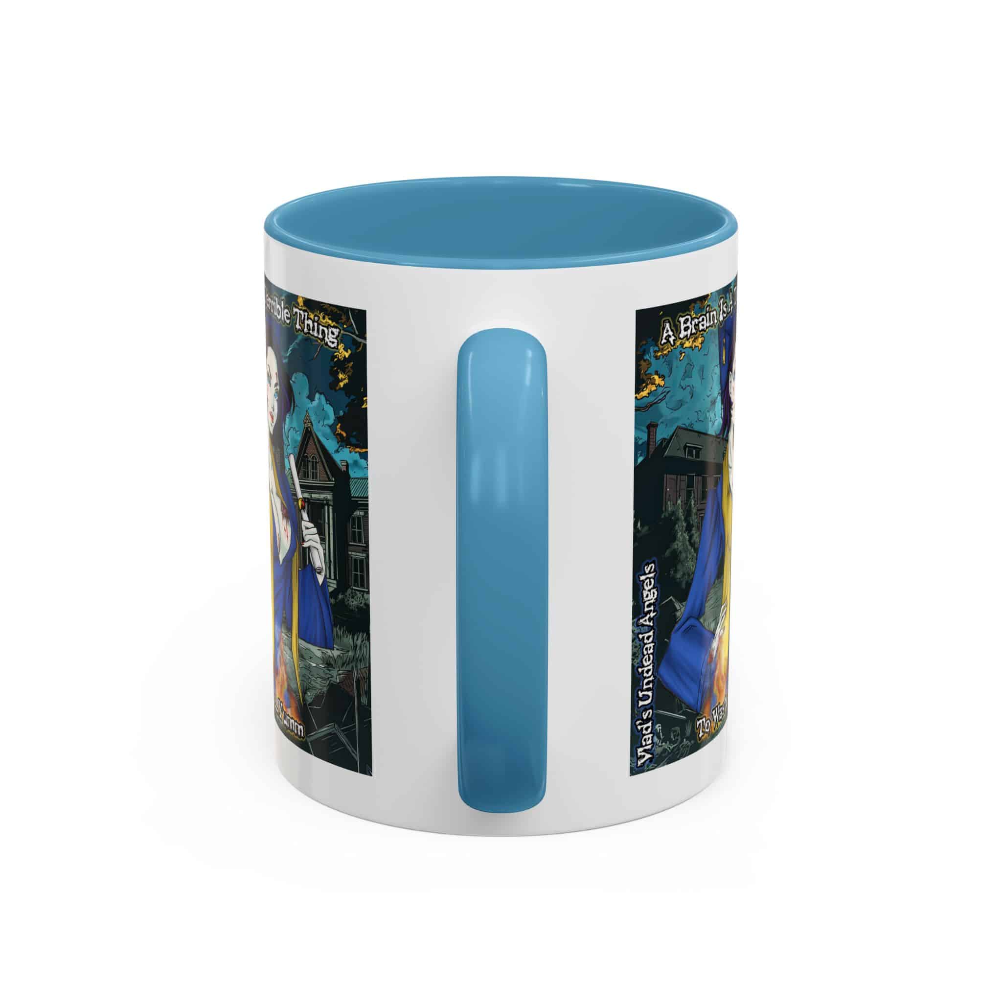 Tiffany Undead Angel Zombie Graduate – Classic Art V2 w/Text Accent Coffee Mug (11, 15oz) - Image 4