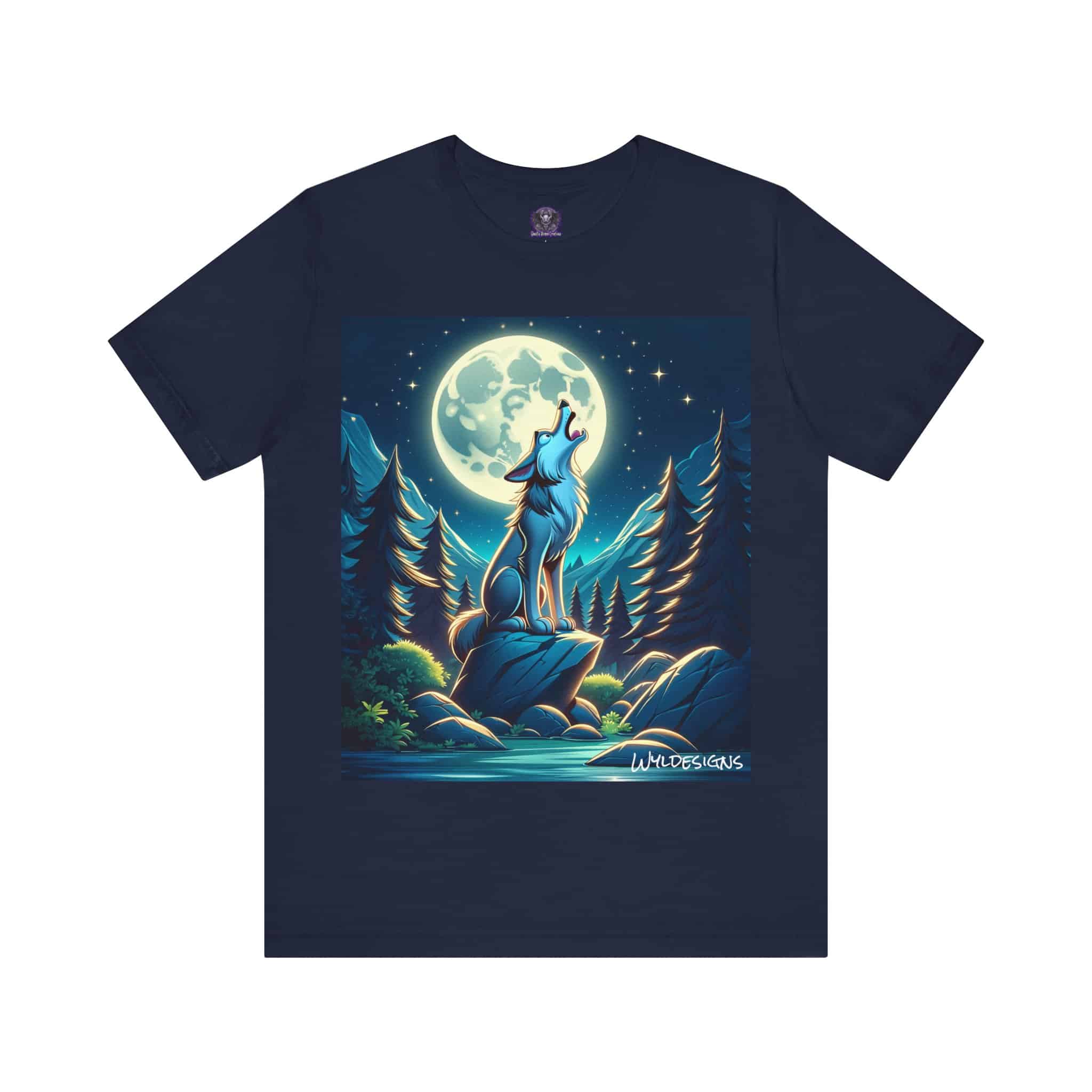 Howling Wolf Toon Style WD-D012 By Wyldesigns Unisex Jersey Short Sleeve Tee - Image 13