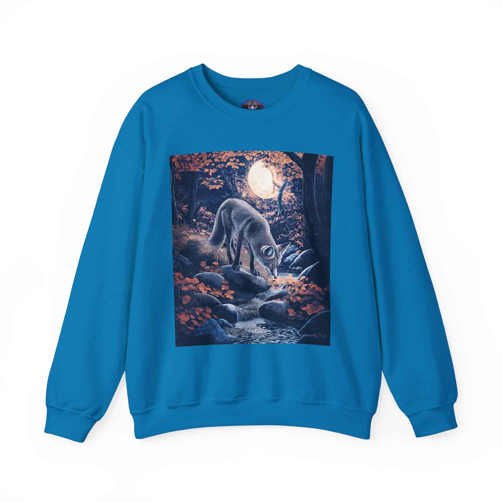 Fox By Stream At Moonlight by Wyldesigns Unisex Heavy Blend™ Crewneck Sweatshirt - Image 19