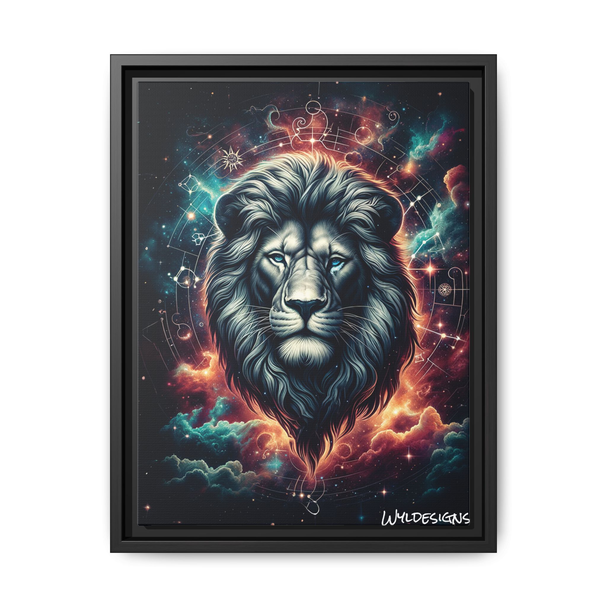 Lion In The Sky WD-D014 By Wyldesigns Matte Canvas, Black Frame