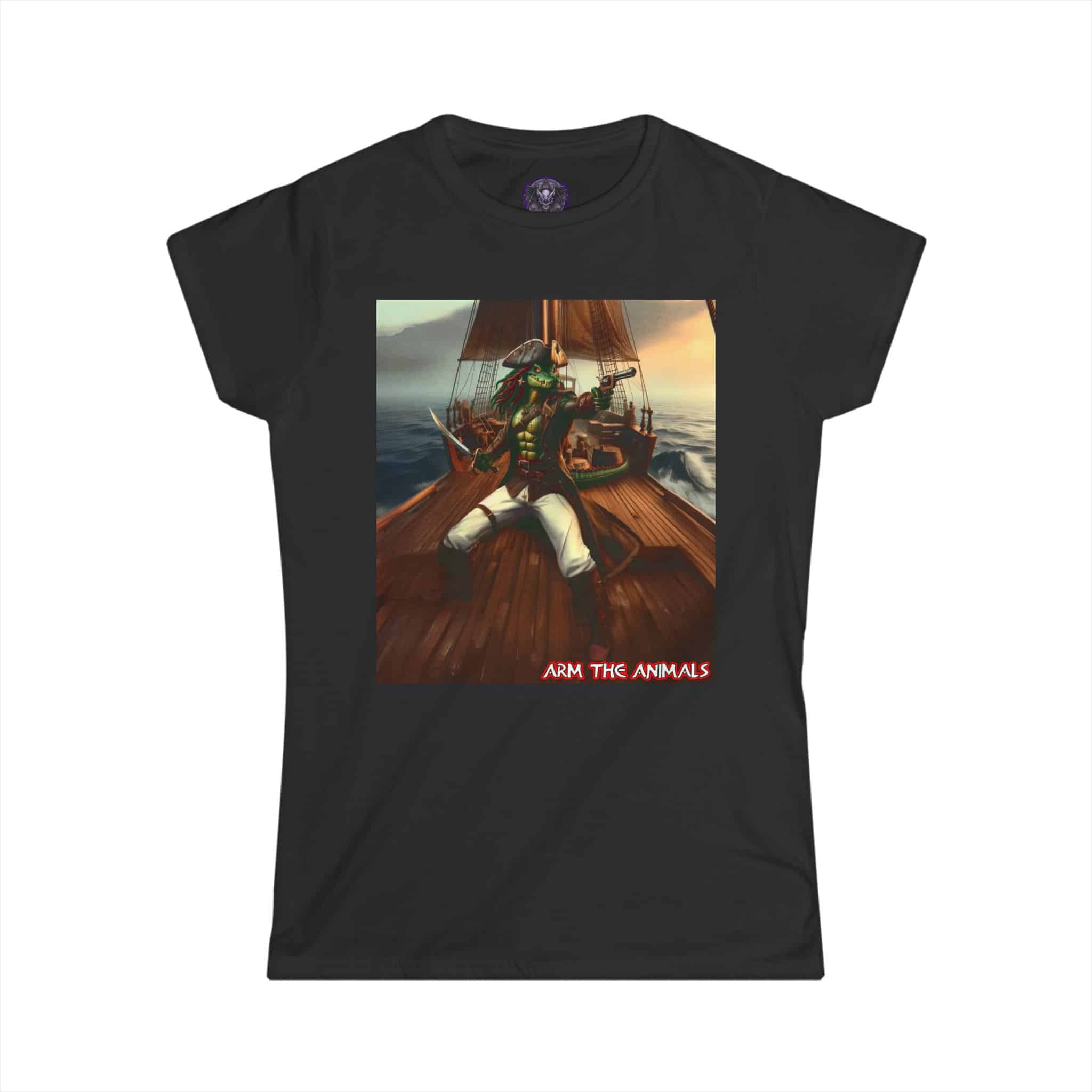 Arm The Animals: Pirate Gator #AA-D-PG002a Women's Softstyle Tee - Image 7