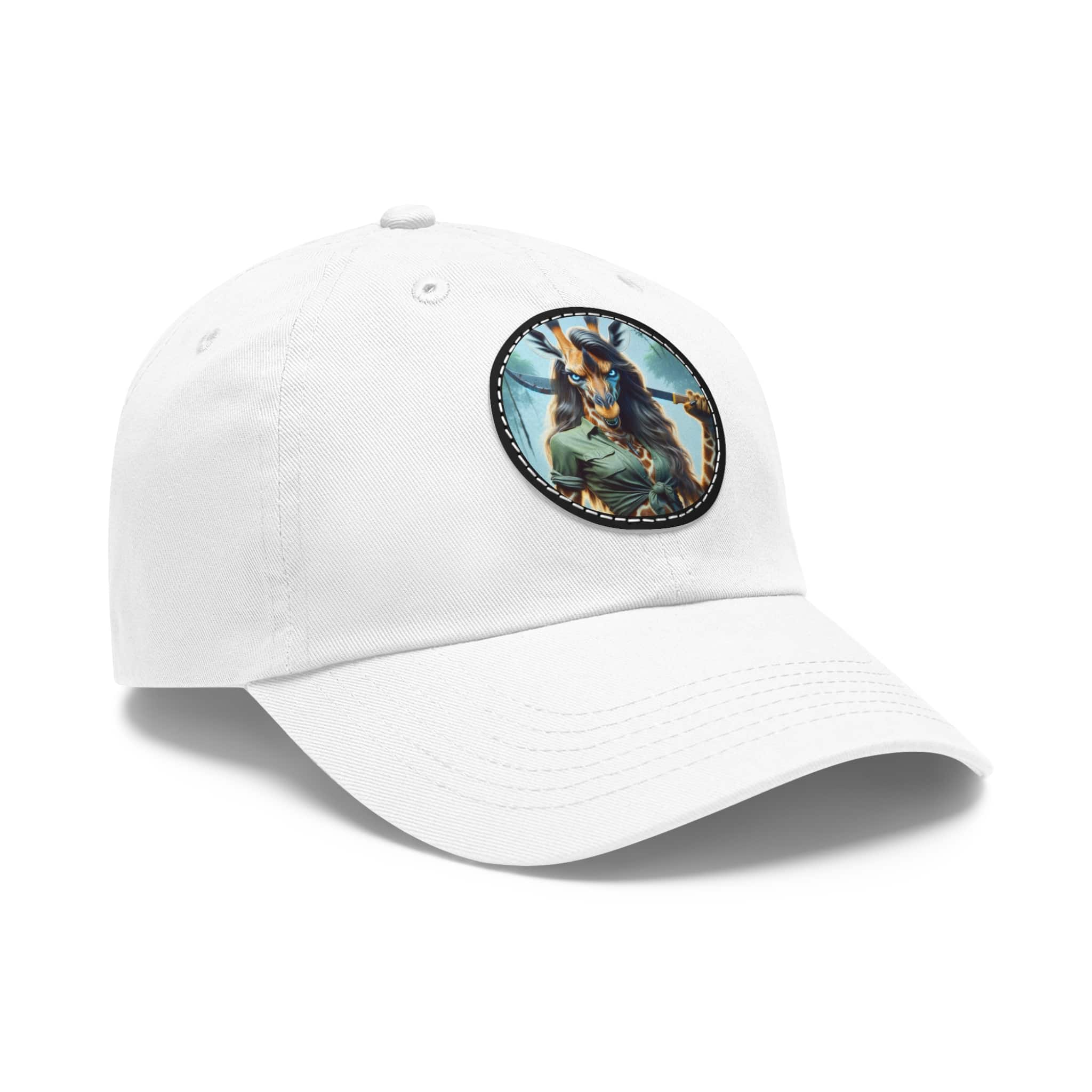 Arm The Animals: Hunter Giraffe Girl #AA-D-Gi001 Artistic Round Leather Patch Dad Hat - Stylish Casual Cap - Image 7