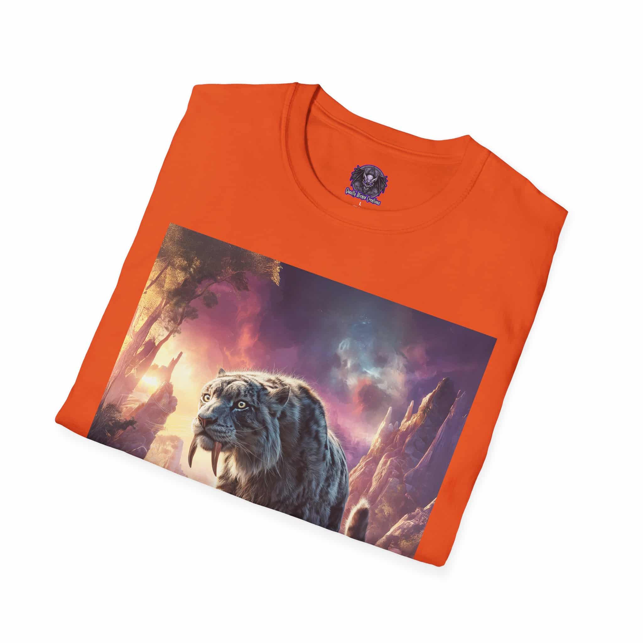 Prehistoric Smilodon aka Sabre-Tooth Tiger II Unisex T-Shirt, Graphic Tee, Unique Gift, Casual Wear - Image 16
